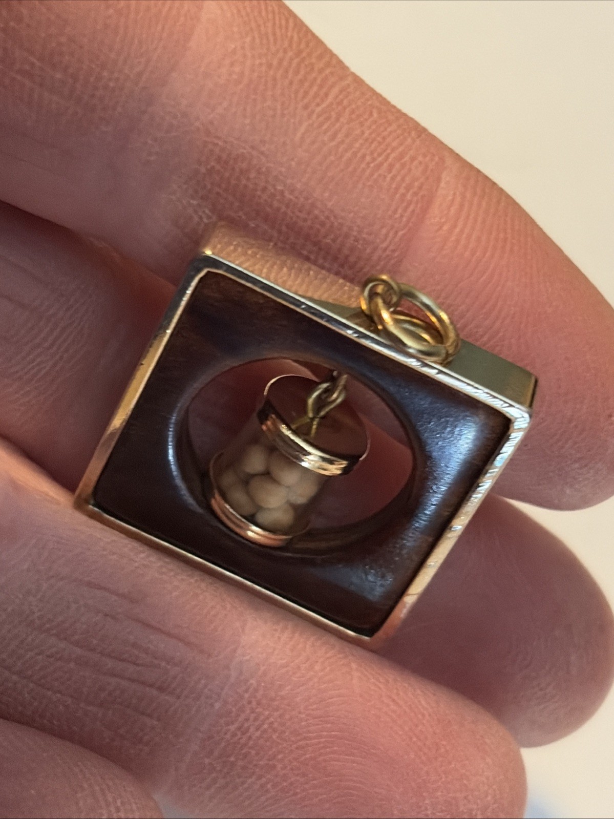 Vintage Rare Mustard Seed Faith Pendant Charm-capsule Dangles In Square