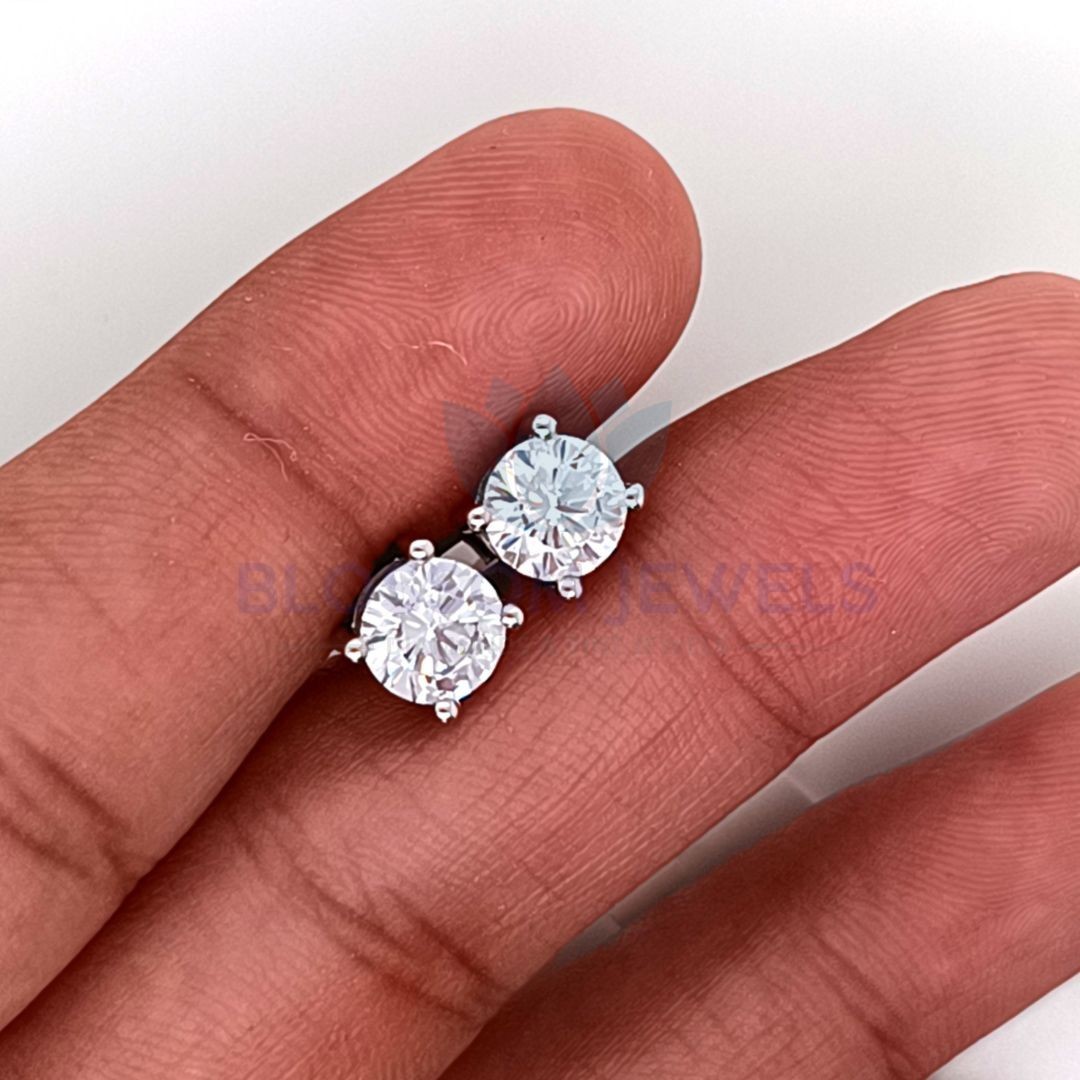 2.00 Ct Round Lab Grown/CVD Diamond Daily Wear Earring 14K White Gold Plated