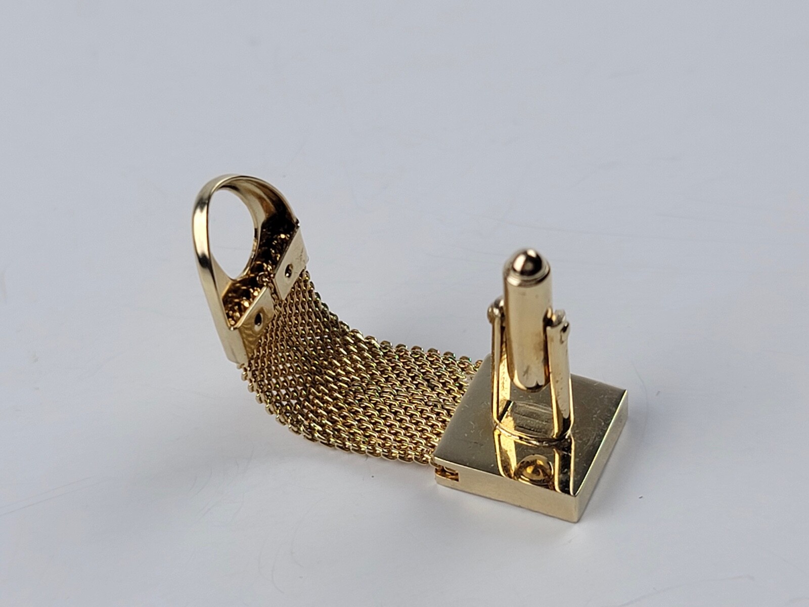 Vintage Anson Gold Tone Mesh Wrap Cuff Links Beveled Diamond Shape pattern
