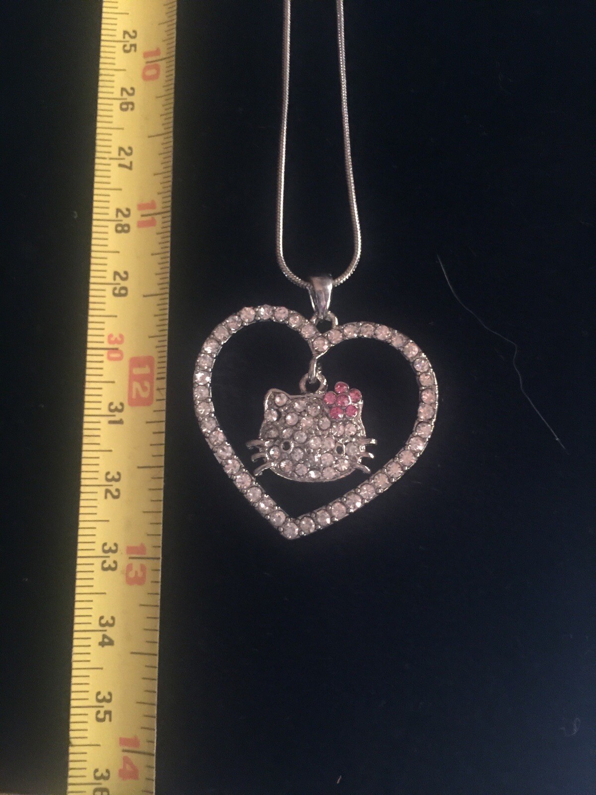 Hello Kitty necklace In Heart Radium Plated Reflective Crystals Rhinestones