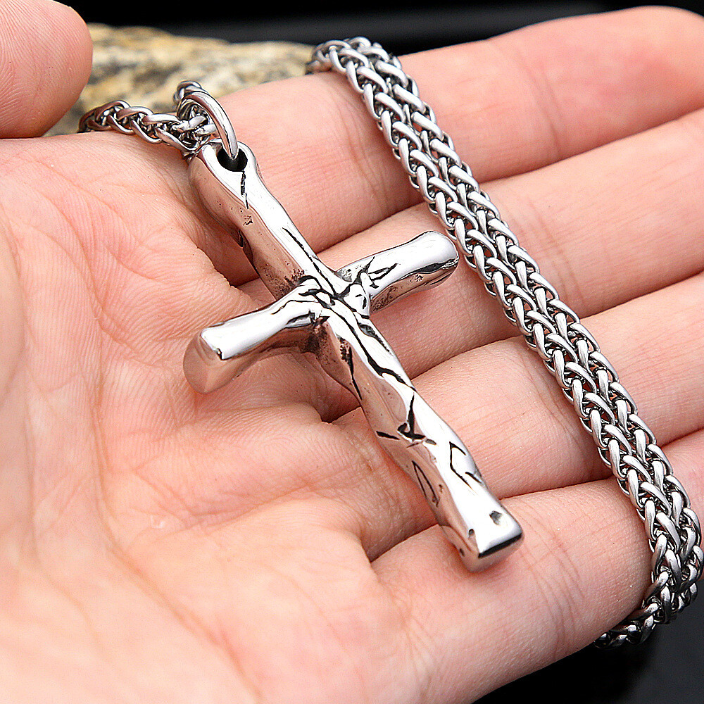 Vintage Cross Men Pendant Retro Religious Necklace Gothic Hip Hop Jewelry 16″