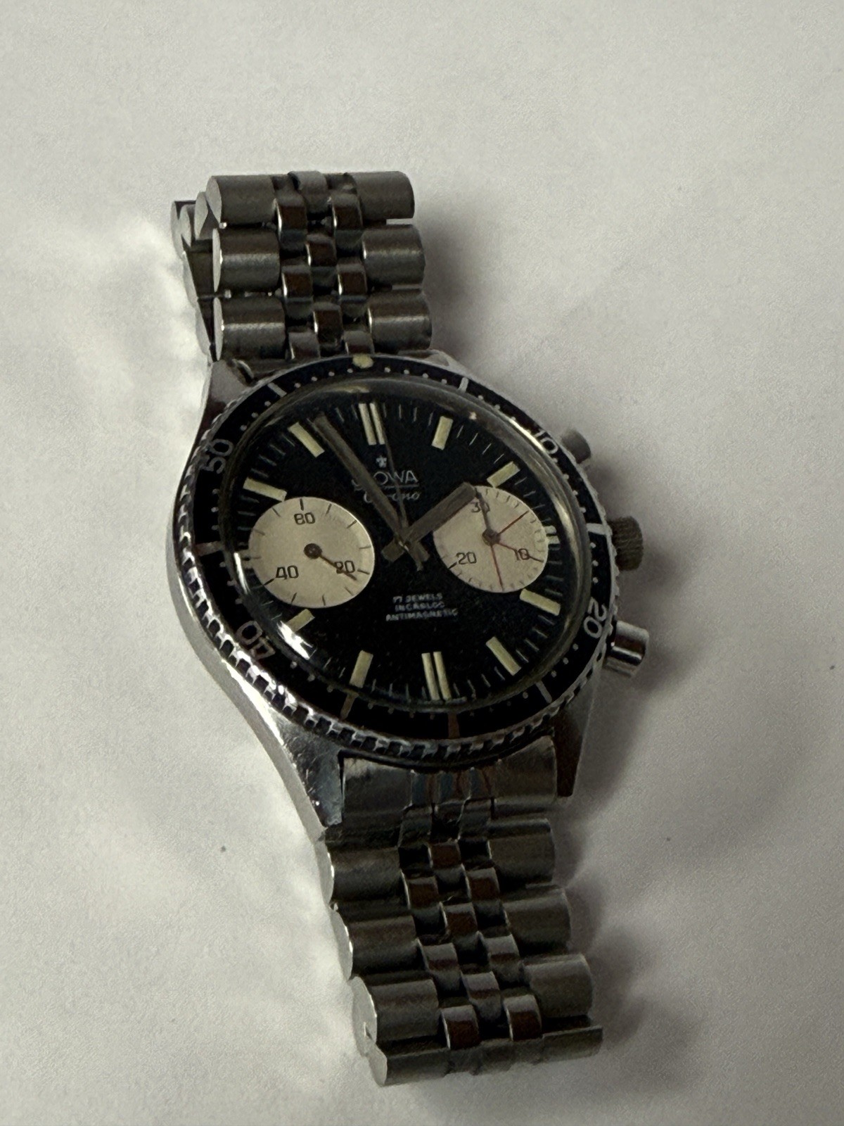 Vintage1968 Stowa Big Eye Chronograph Panda Valjoux 7733 Movement