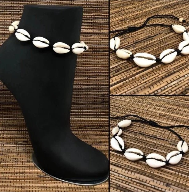 Cowrie Shell Anklet Adjustable Beach Boho Macrame Anklet Bracelet Unisex