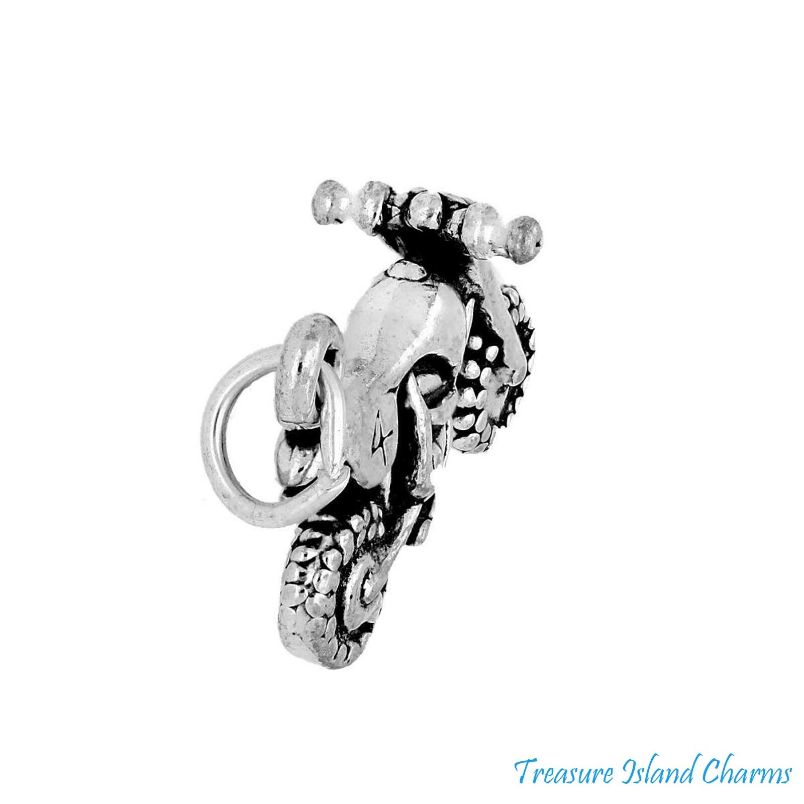 Motorcycle Motocross Dirt Bike 3D 925 Solid Sterling Silver Charm Pendant