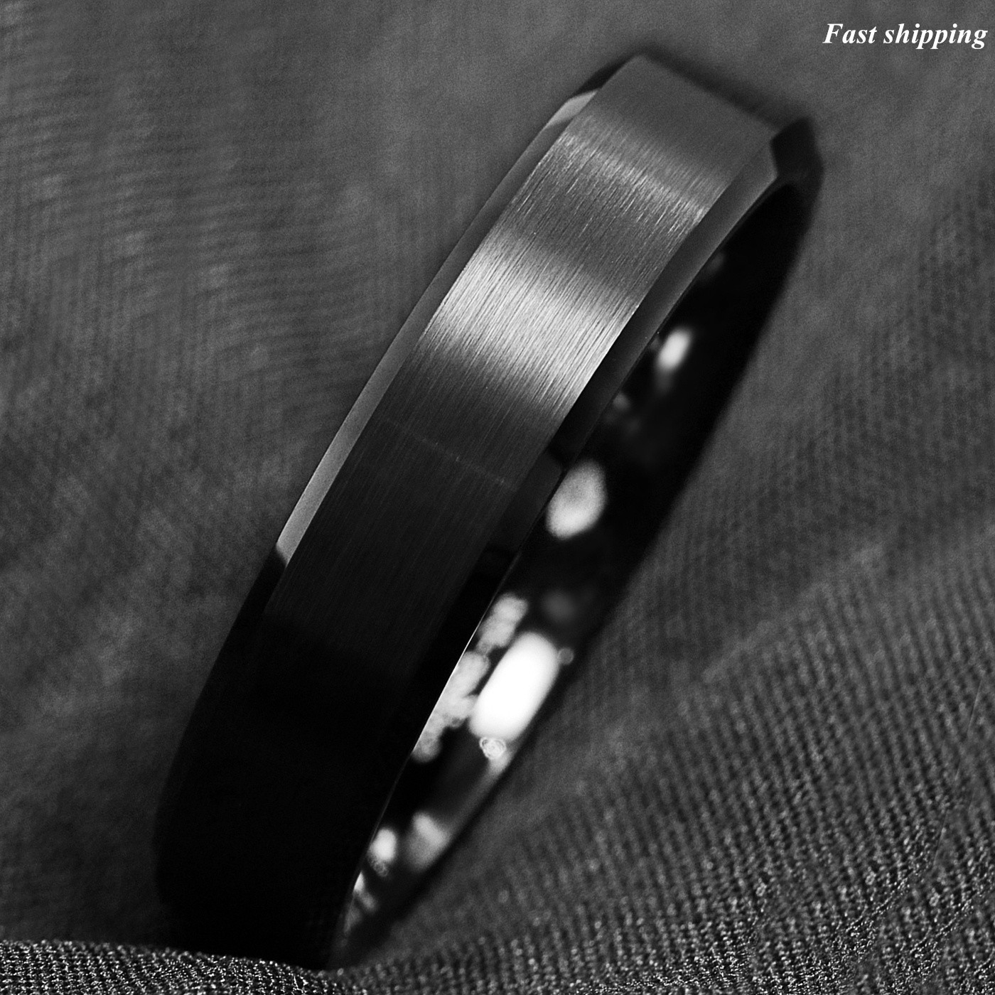 8/6mm Classic Black Brushed Tungsten Carbide Ring Bridal Band ATOP Men’s Jewelry