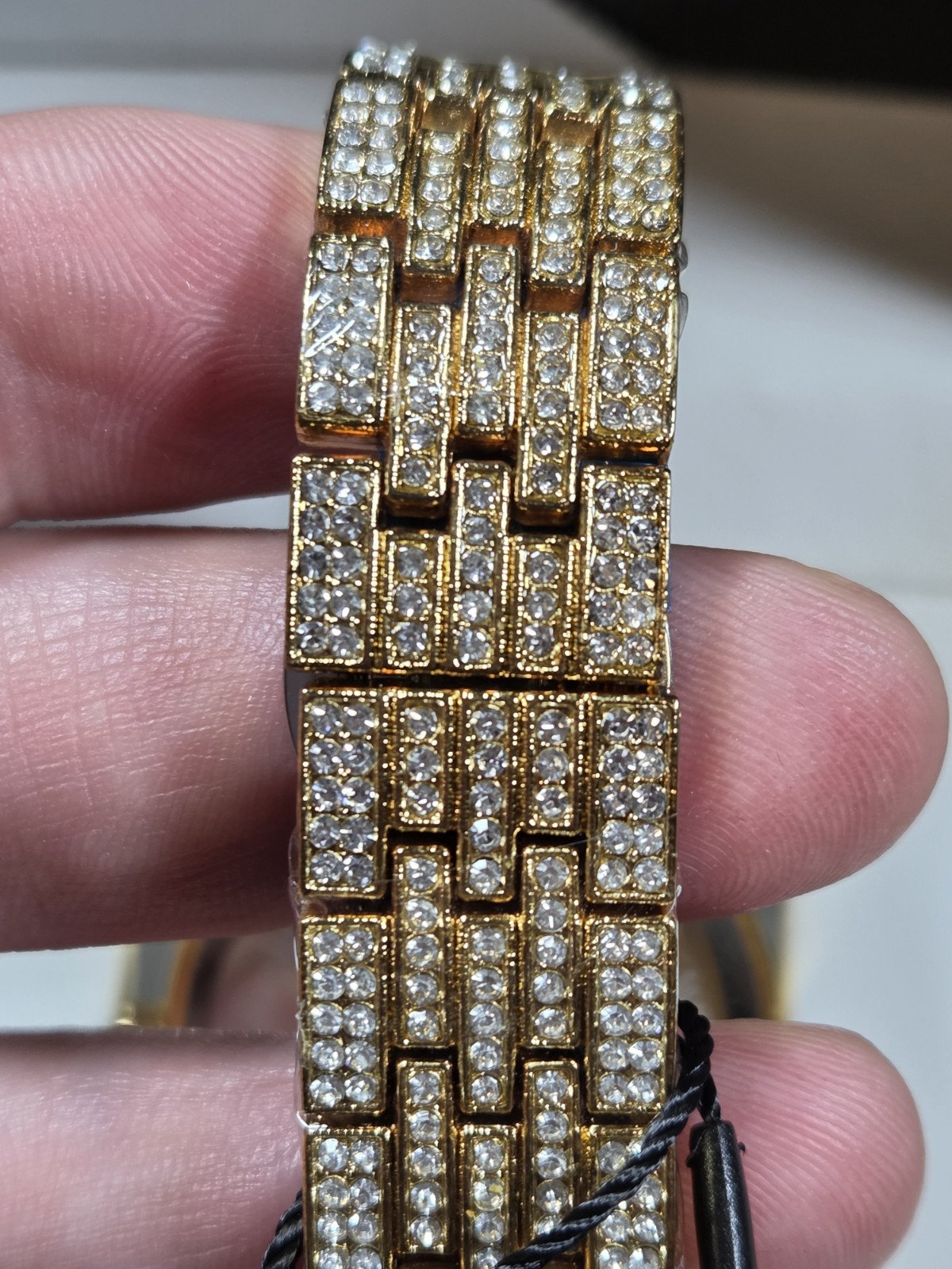BIBI Luxury Watch B0081 Black Dial, Gold Tone Iced Out Crystals Case & Bracelet