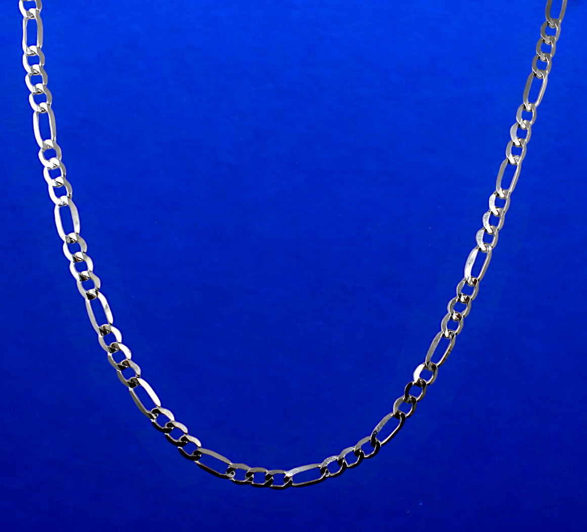 10K White Gold Figaro Necklace Bracelet Chain Italian Real Gold 2mm-6mm 7″-30″