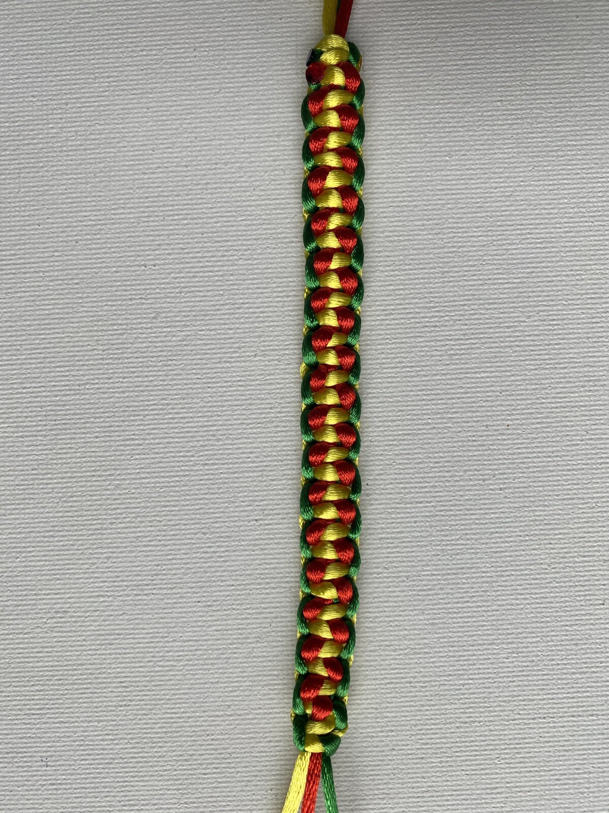 CAMEROON Bracelet GREEN RED YELLOW Satin Rattail Cord Shamballa Nylon Macrame