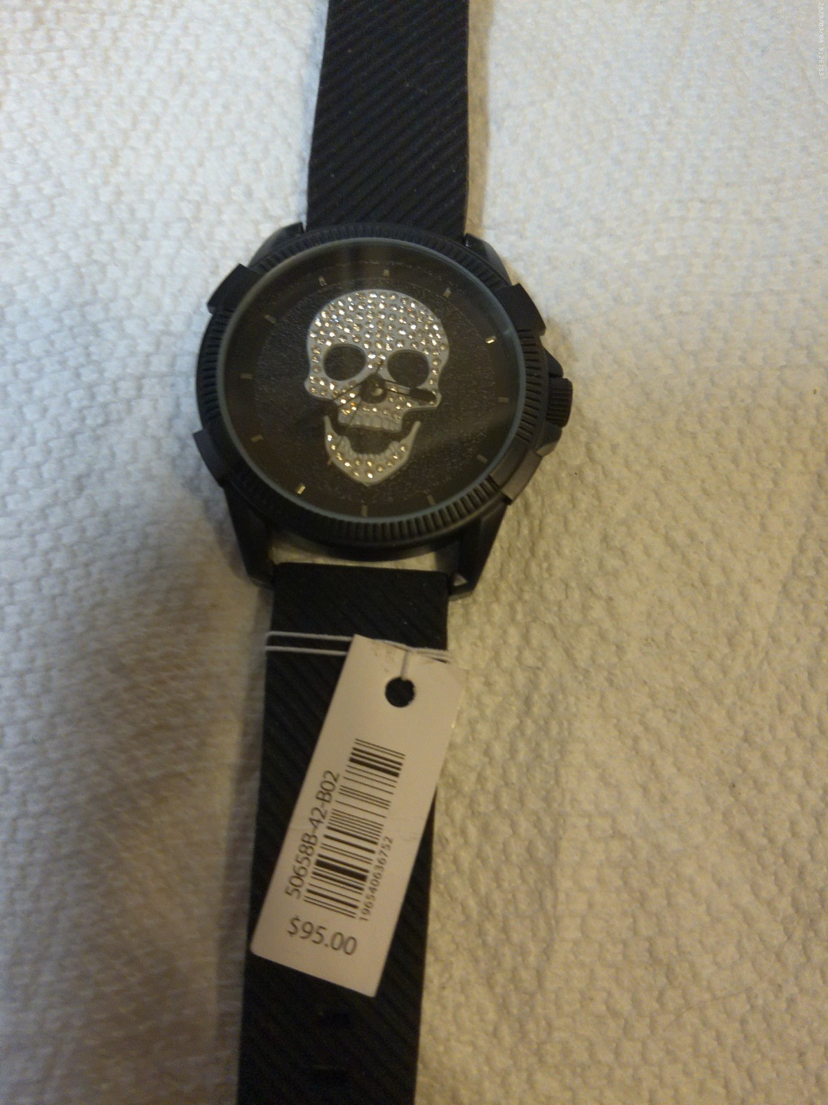 Ed Hardy Men’s Bling Skull Watch Black Rubber Strap Brand ” SEE DETAILS & PICS “