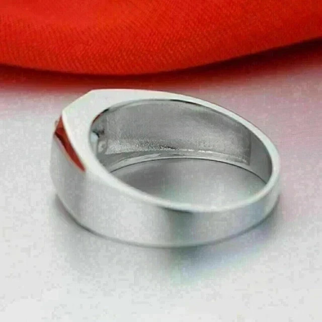 Men’s 1.60Ct Round Cut Real Moissanite Engagement Ring 14K White Gold Plated