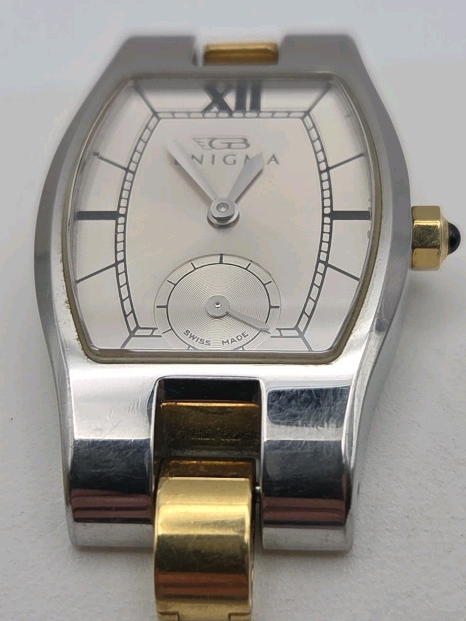Enigma 22mm Tonneau Barrel Silver Case Dial Swiss Small Seconds Dial 6 O’clock