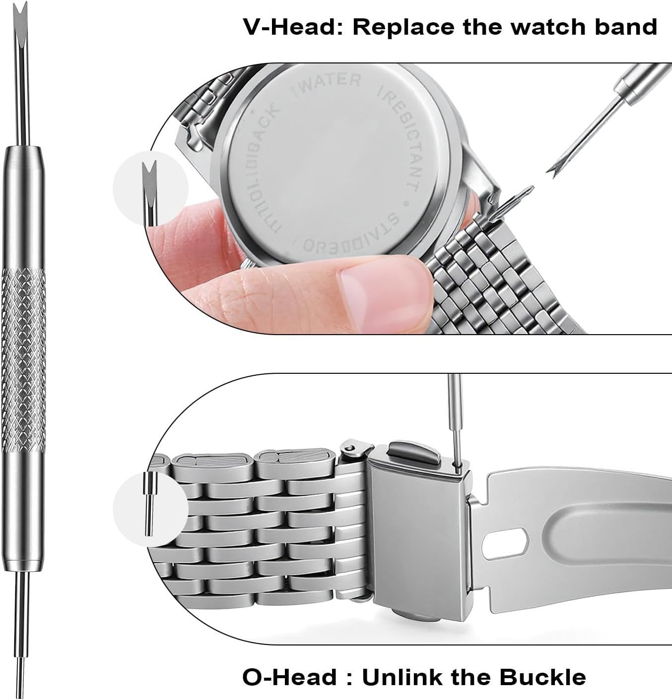 Solid Watch Link Removal Kit, Tools to Adjust and Remove Bracelets，Watch Strap S