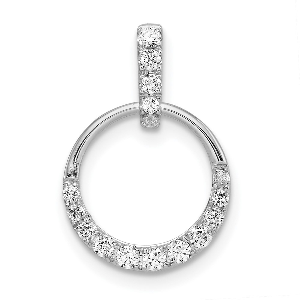 14k White Gold Circle 0.27Ct Diamond Pendant 0.76g Gift for Mother