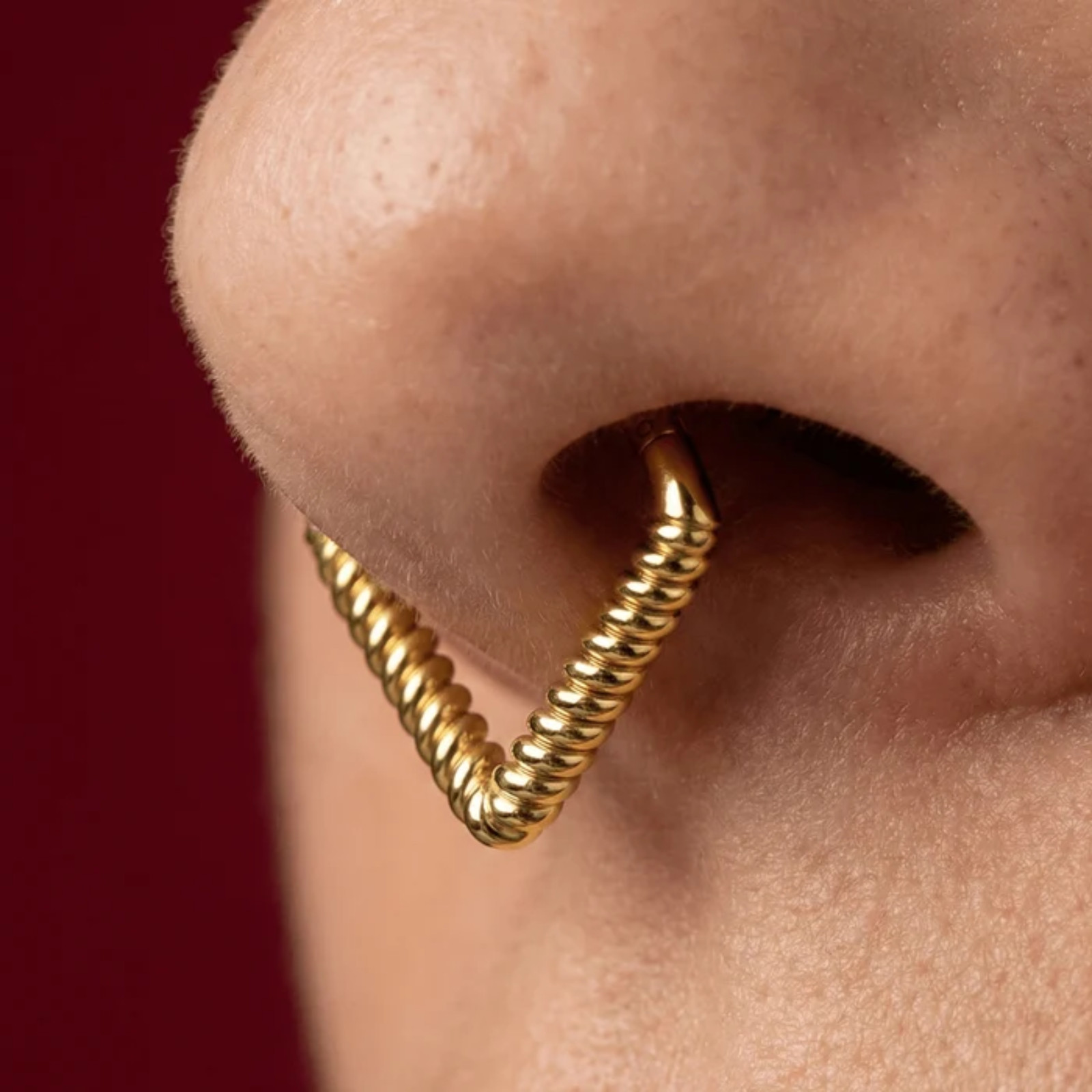 925 Sterling Silver Twisted V Shape Hinged Clicker Ring Nose Septum Cartilage