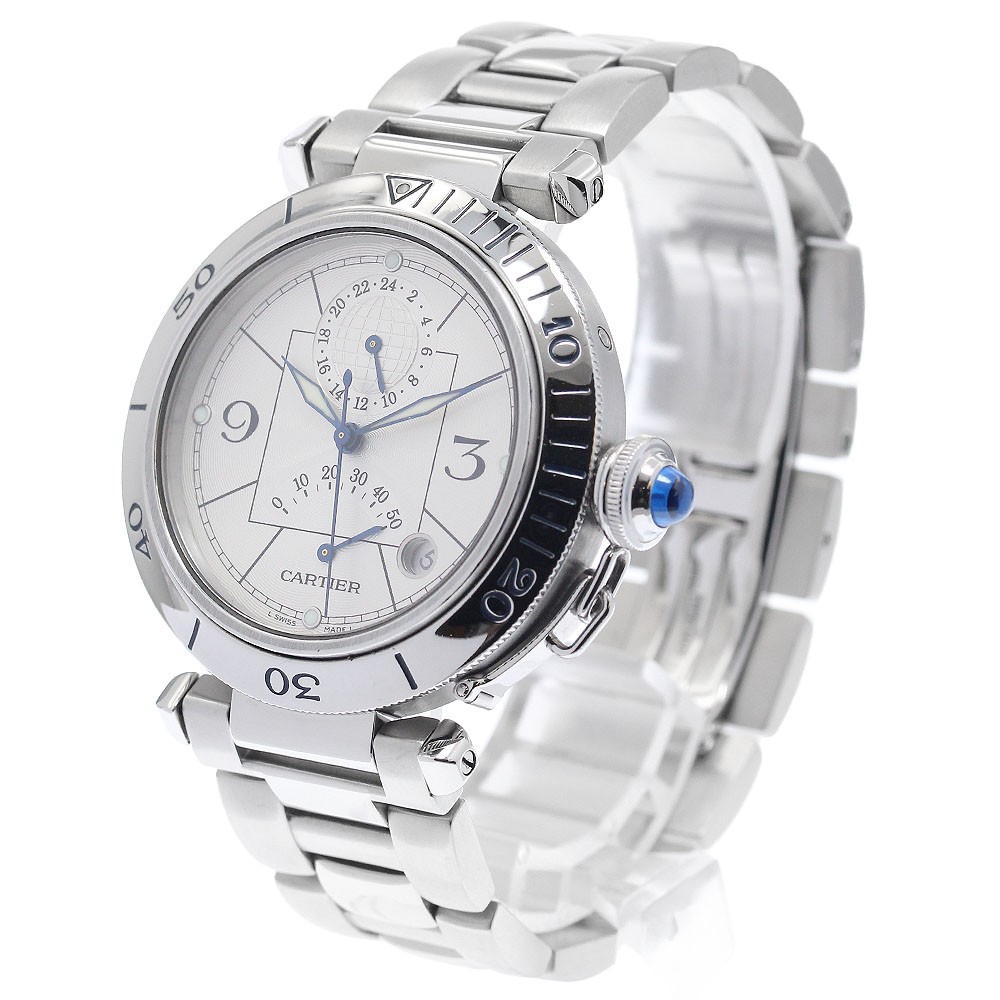 CARTIER Pasha 38mm W31037H3 GMT power reserve date Automatic Men’s Watch_965480