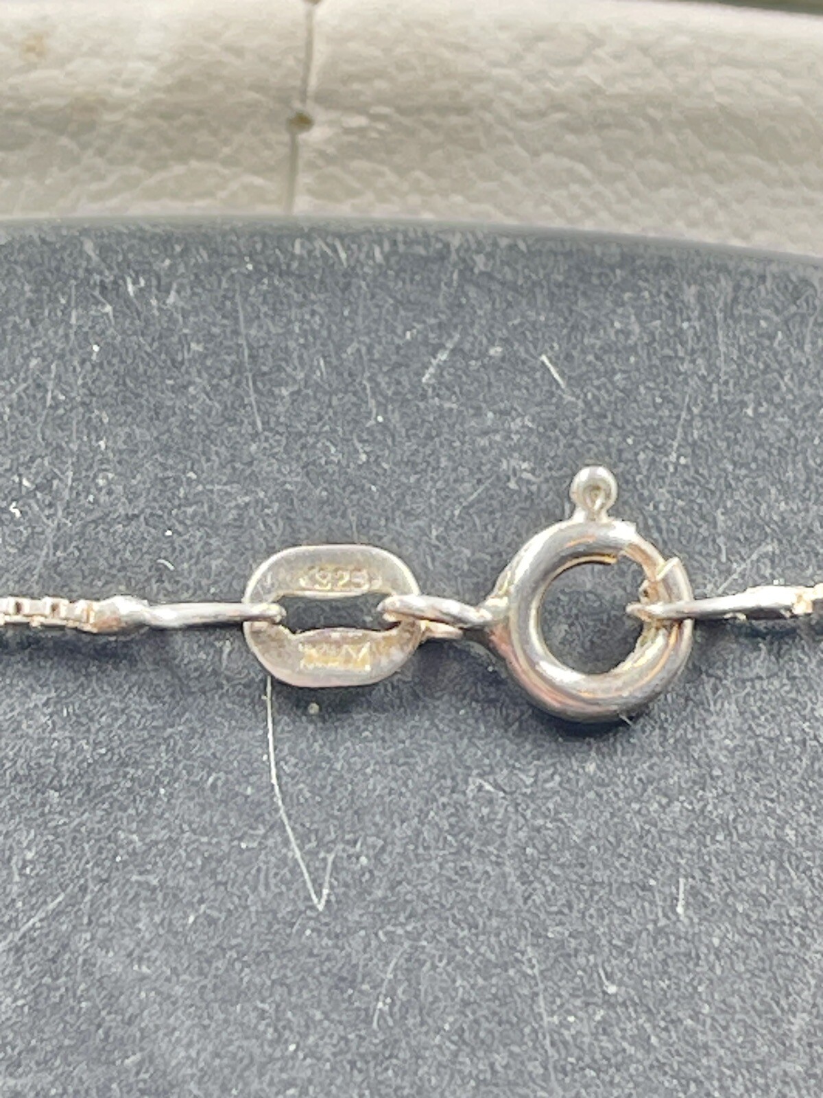 Necklace Sterling Silver Mother Of Pearl Dyed pink Box Chain Makers Mark 925 17”
