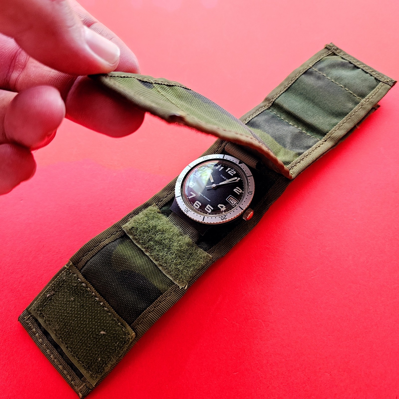 Timex Black Dial Mechanical Watch Vintage 2812919579 Army Band For Repair