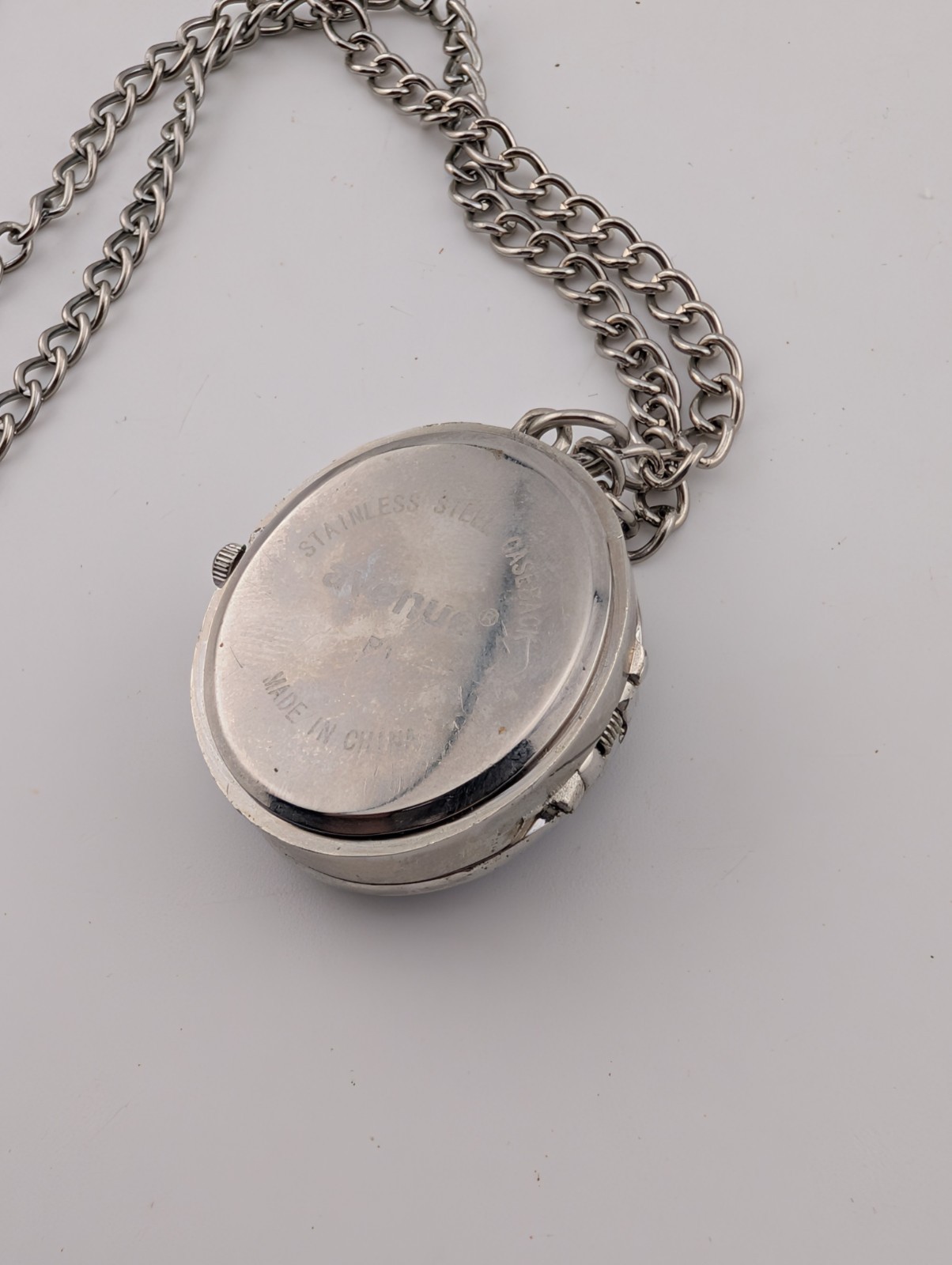 Avenue Pendant Watch Blue Gem Silver Dial w/ Chain- New Battery