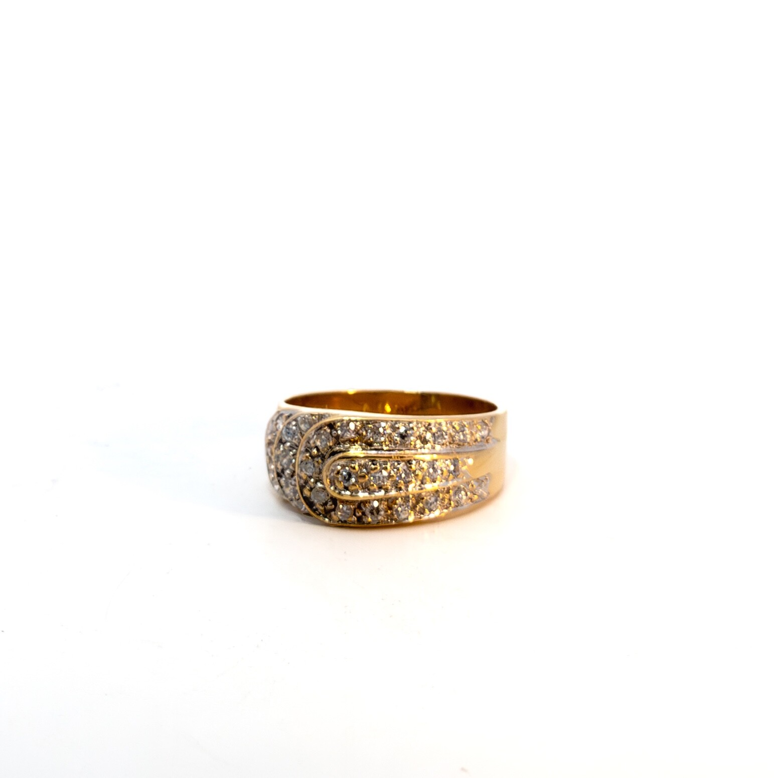 Ladies Ring, Gold Ring with Zircon, Yellow Gold 750 18 KT, Size 54