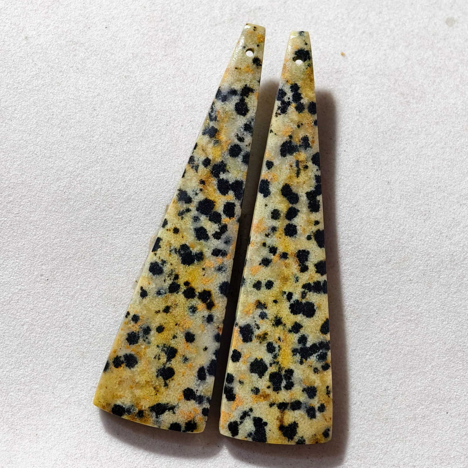 55 Cts Natural Dalmatian Jasper Drilled Pair Cabochon Gemstone 55.8 X 15.1 MM