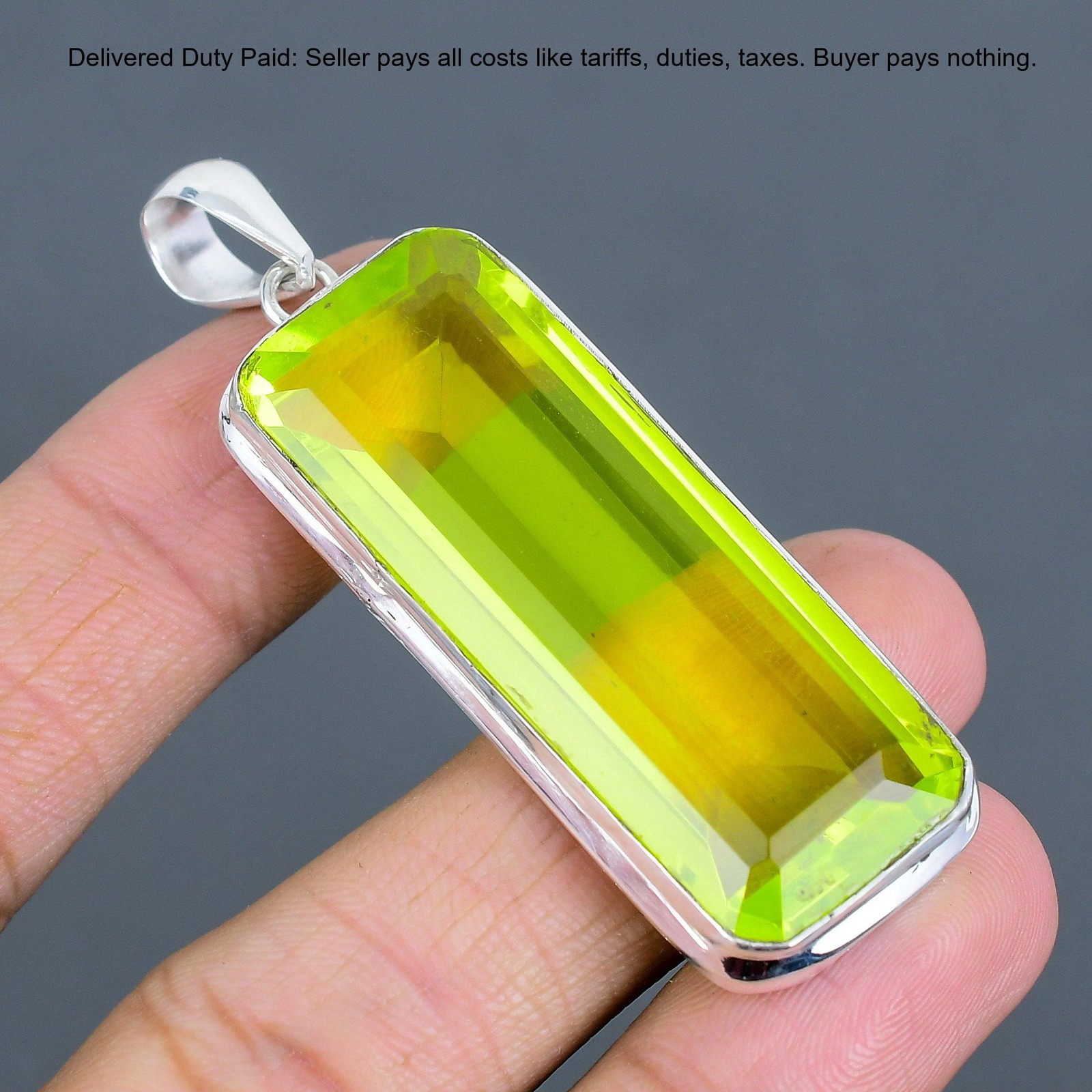 Radiant Lemon Topaz Stone 925 Sterling Silver Bezel Anniversary Pendant Jewelry