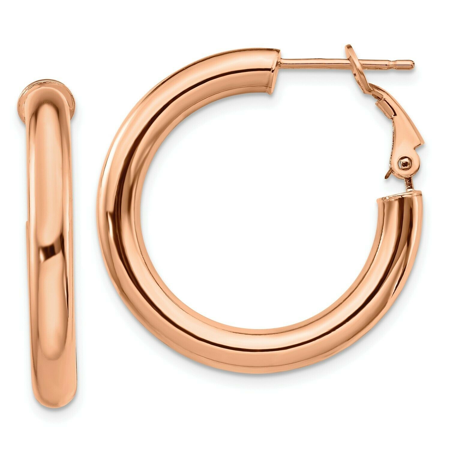 Real 18K Rose Gold Filled LightWeight 5mm Thick 40mm/1.57inch Tube Hoop Earrings