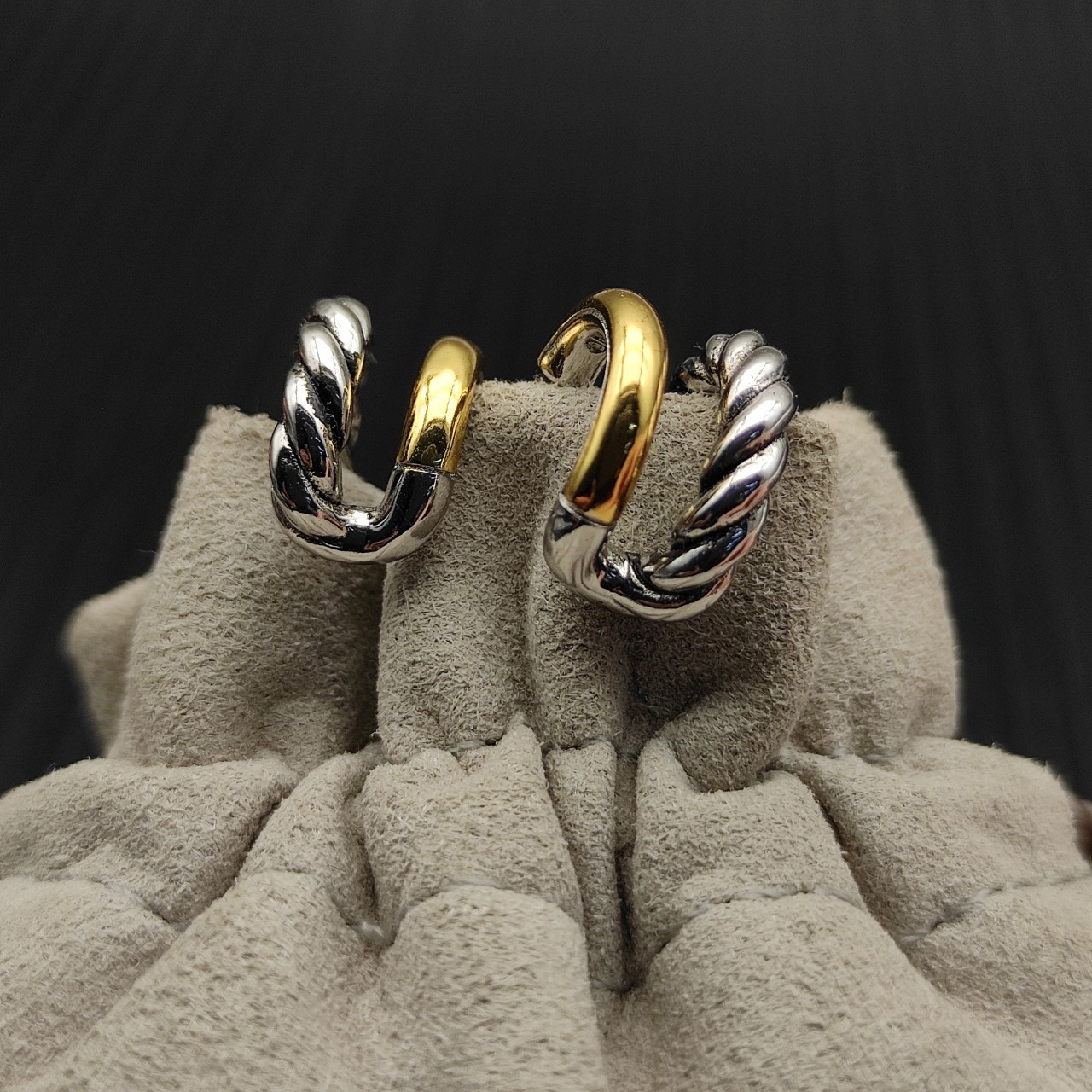 DAVID YURMAN Double Hoop Huggie Earrings Sterling Silver with 18K Gold, 13.5mm
