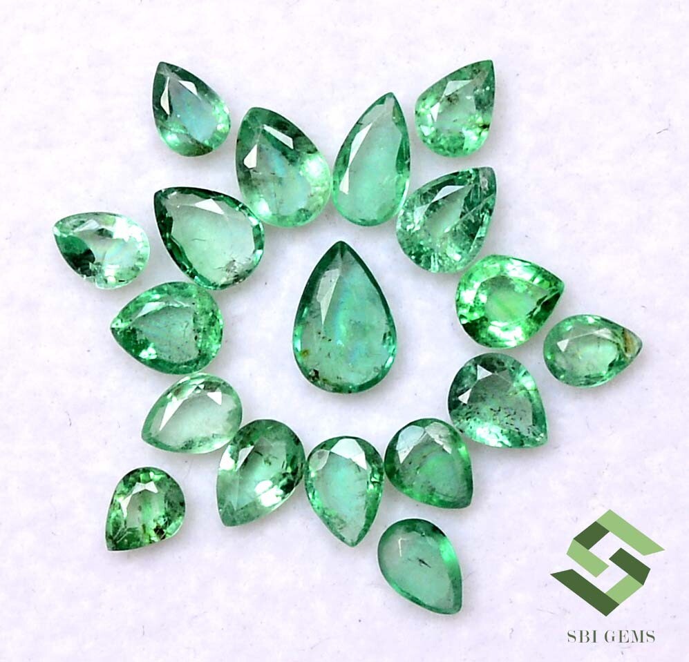 4×3 mm To 6×4 mm Natural Emerald Pear Cut Mix Lot 20 Pcs 3.26 CTS Loose Gemstone