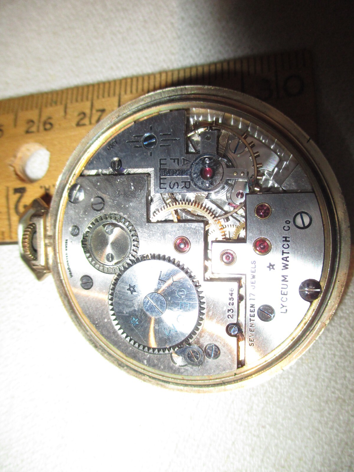VINTAGE LYCEUM 10K GOLD FILLED YELLOW GOLD CASE 17 JEWEL MENS POCKET WATCH
