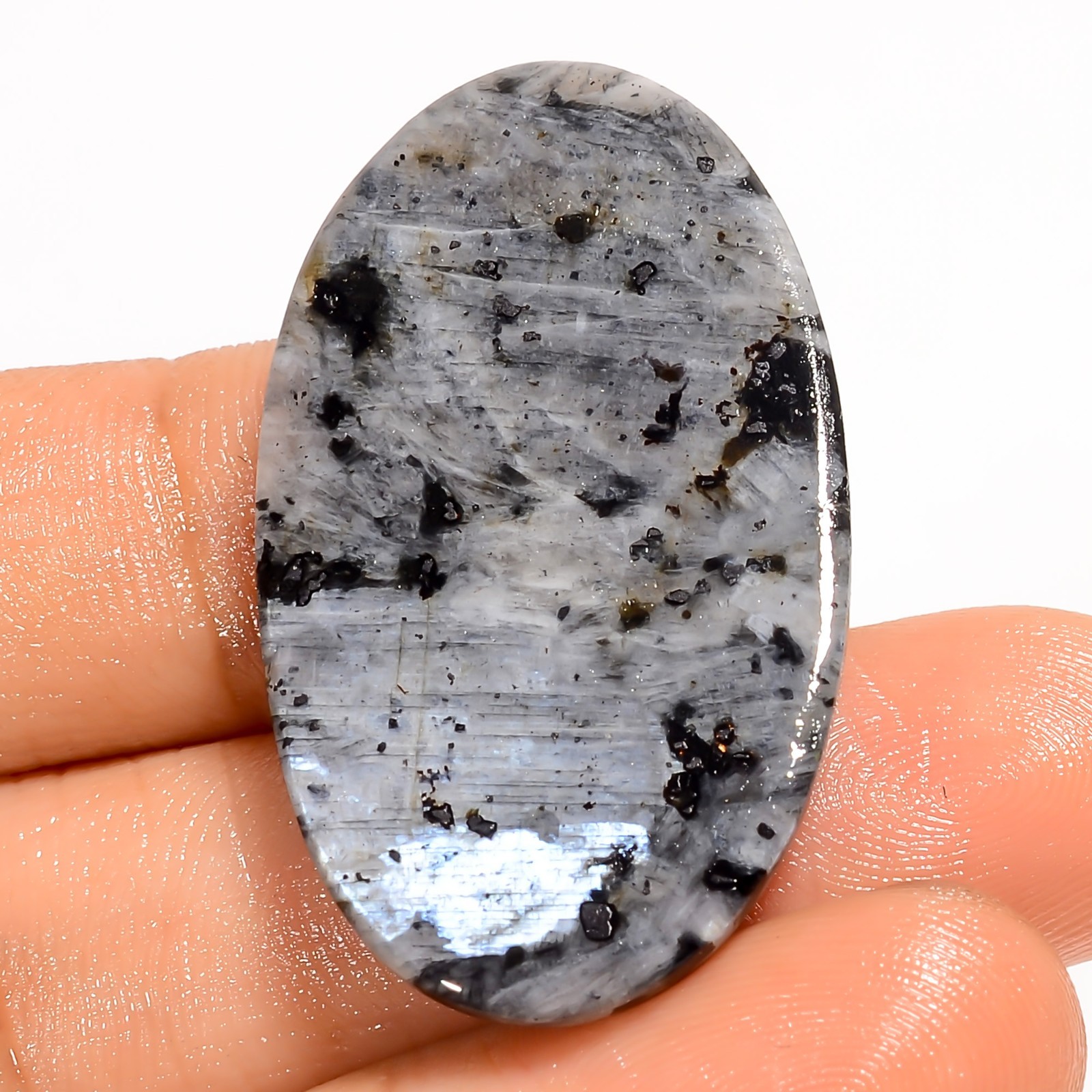 37 Ct Natural Larvikite Oval Cabochon Loose Gemstone For Pendant 37X21X5 mm