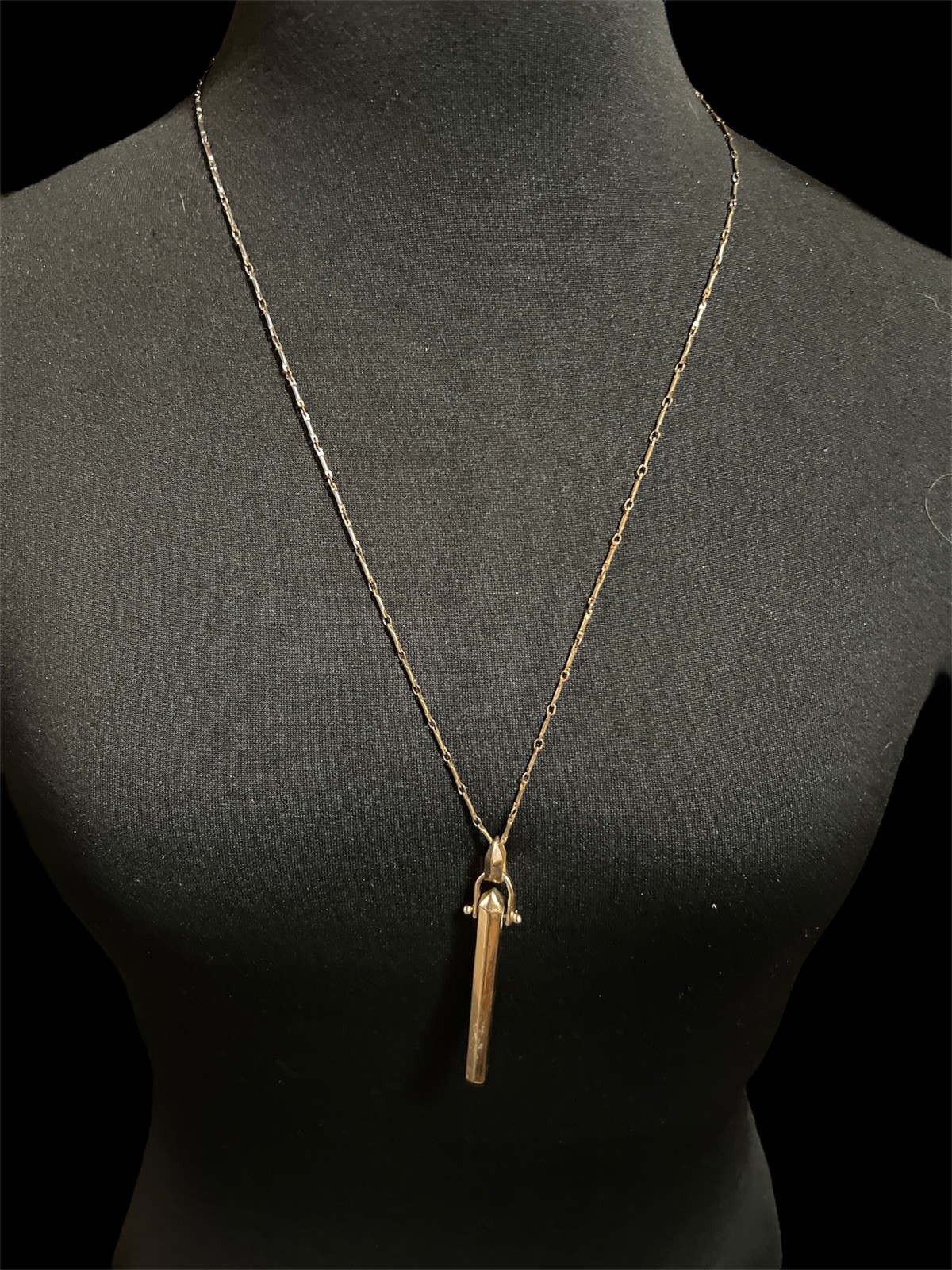 Stella & Dot Rebel Necklace Gold Tone Minimalist Modern Amulet Long Chain 30″