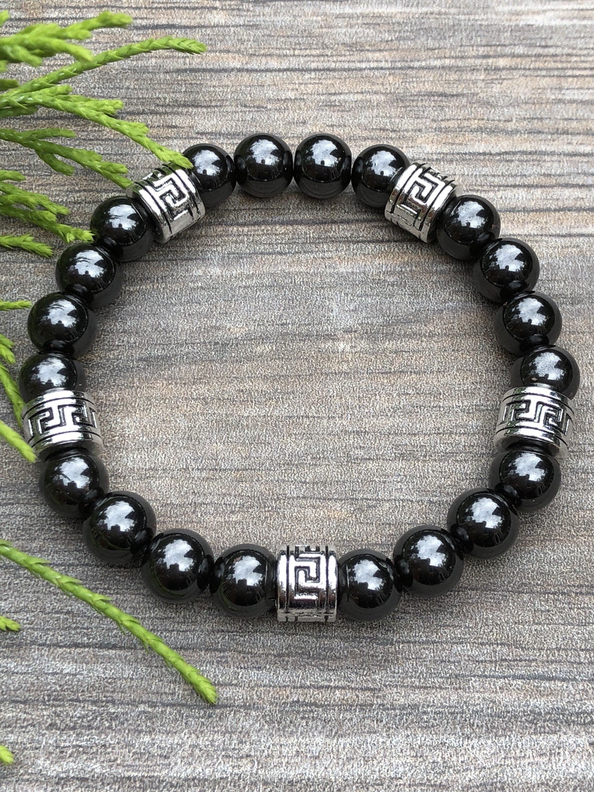 MEN & WOMEN’S UNISEX MAGNETIC HEMATITE THERAPY & GREEK SPACERS BRACELET ALL SIZE