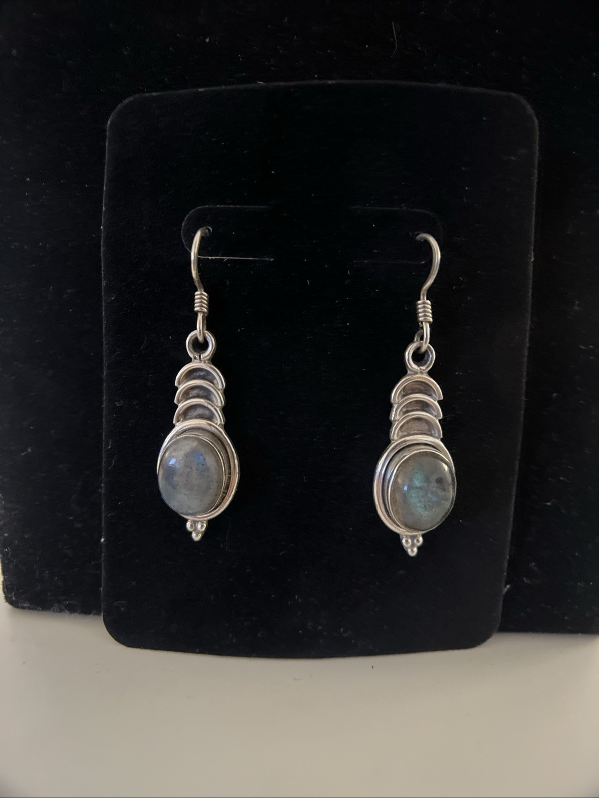 Lot of 3 Pairs Vintage 925 Sterling Silver Cabochon Dangle Earrings Boho