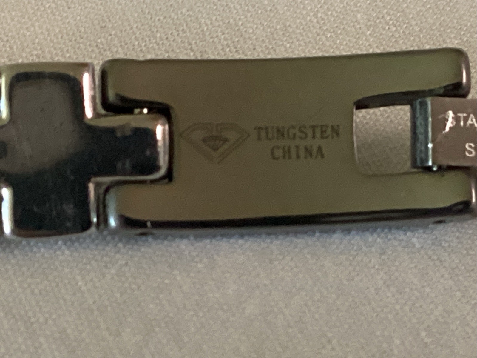 Stainless Steel Tungsten Cable Link Bracelet With Diamonds Men 8.5” Pre-owned