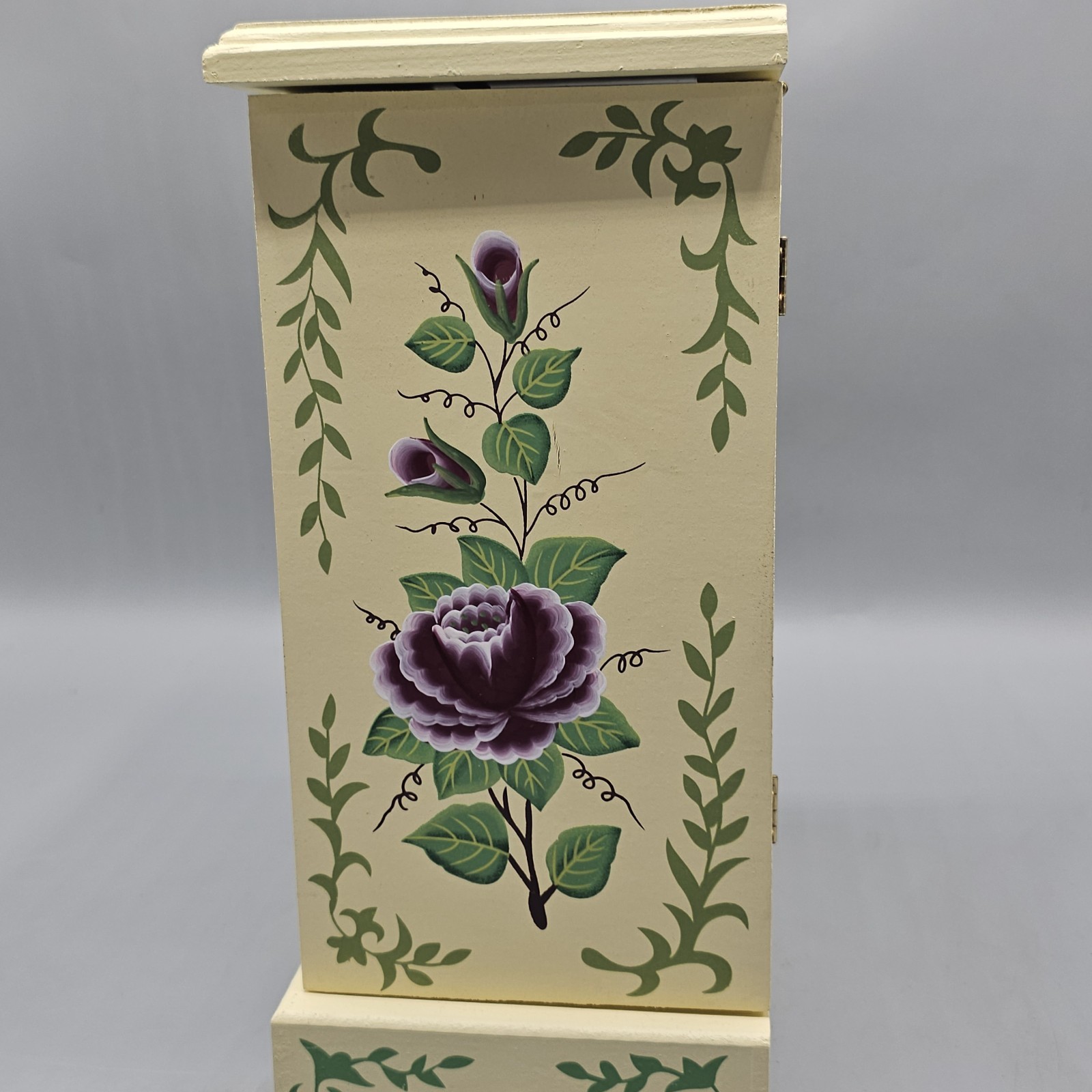 Vintage Wooden Jewelry Music Box Ballerina Cottagecore Grannycore Floral Chic