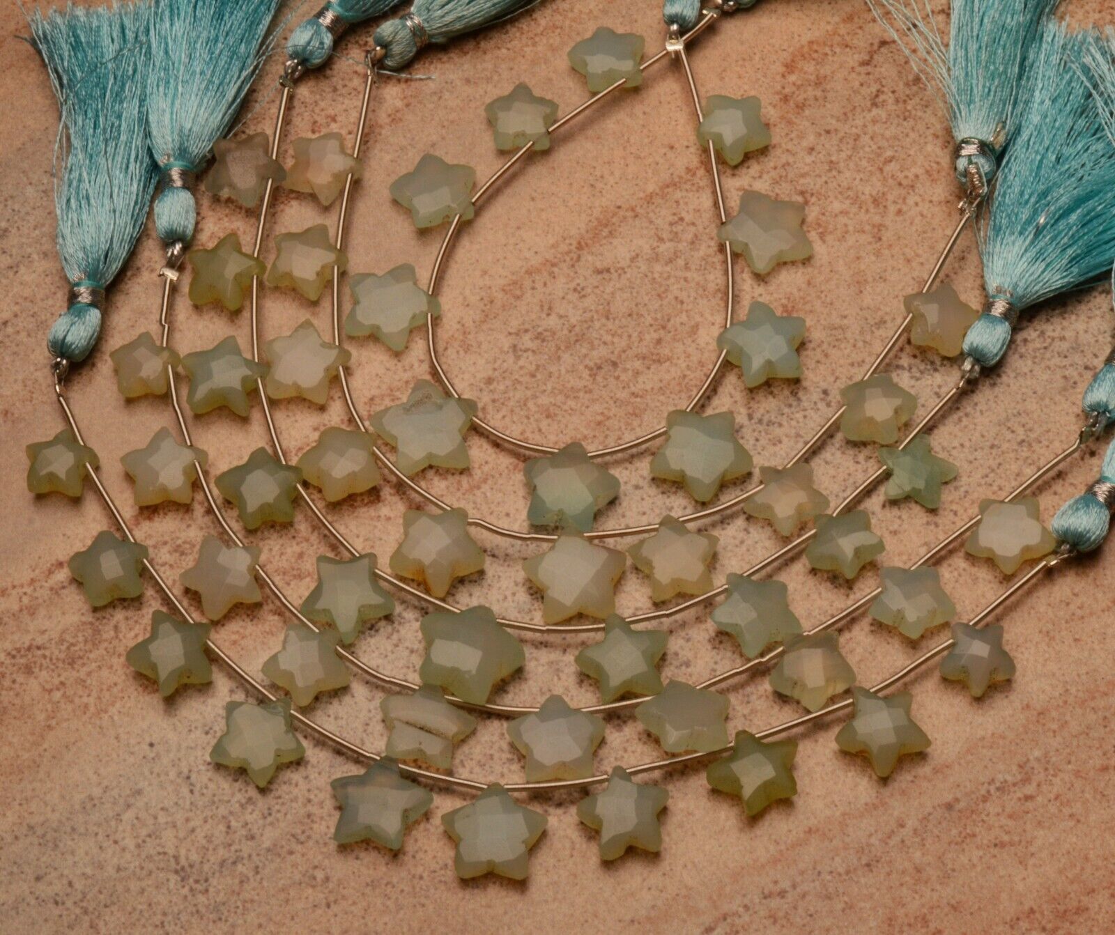 Natural Gem Chalcedony 10 to 13 mm Size Star Shape Beads 7″ Strand