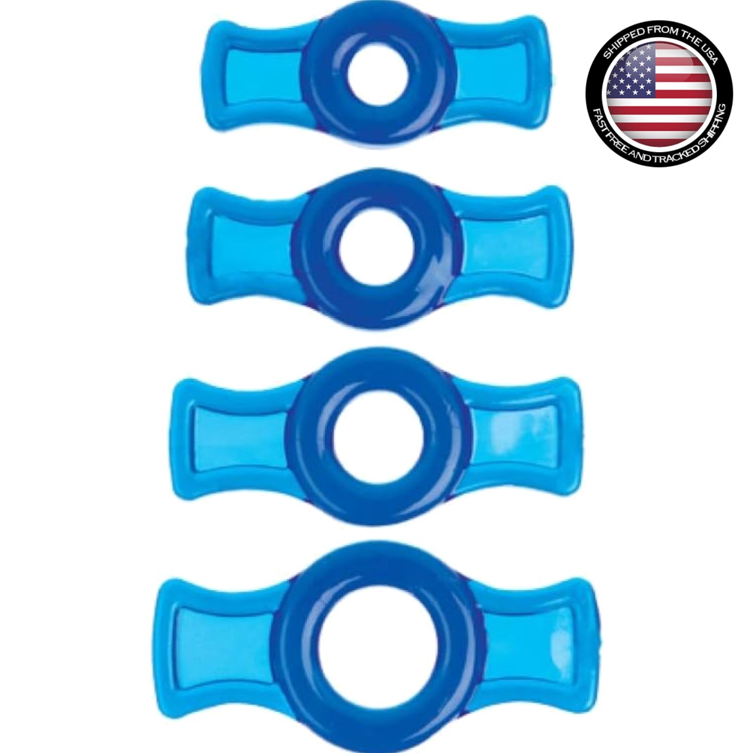 TitanMen 4 C-Ring Set – Adjustable Sizes for Firmer, Thicker Erections in Blue