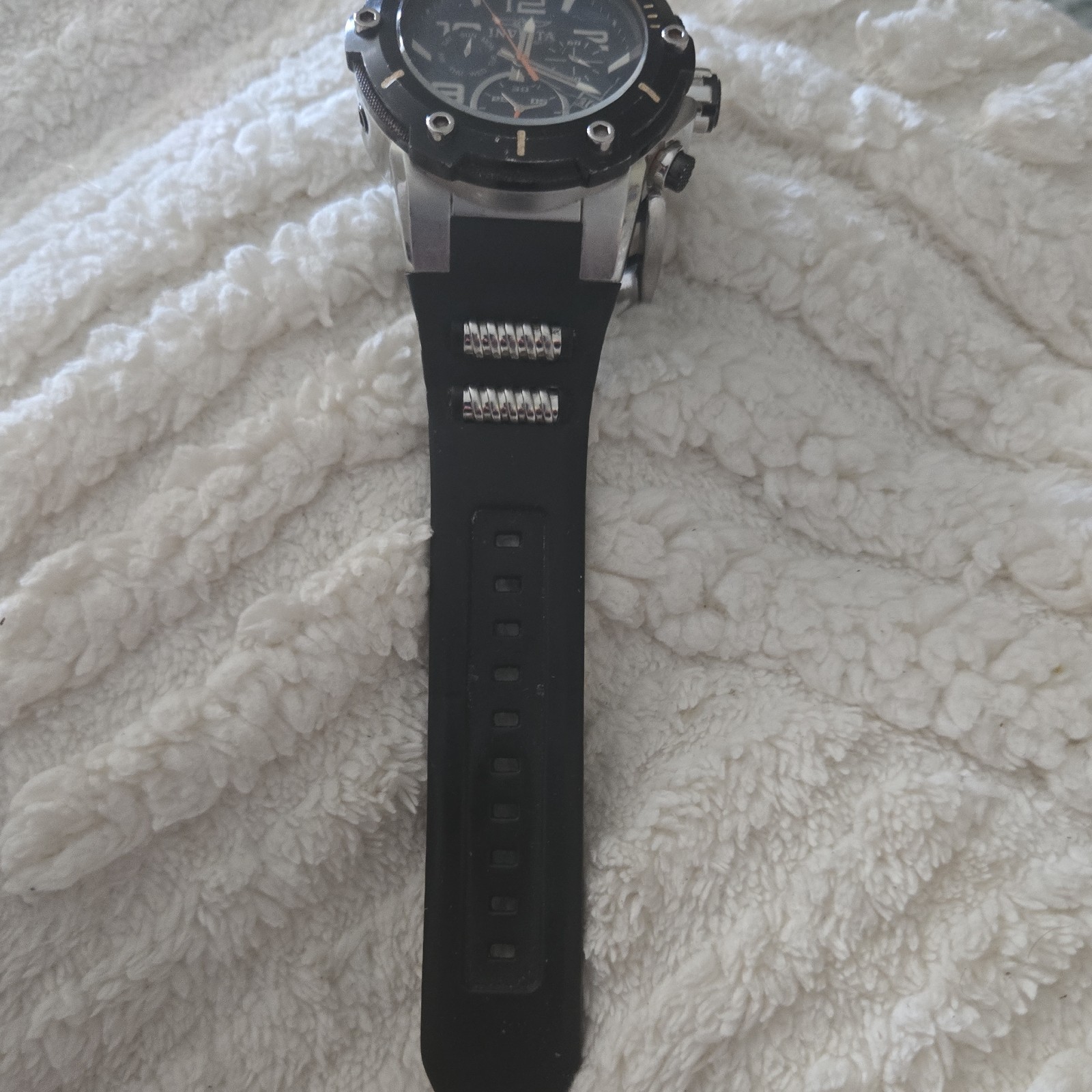 Invicta S1 Rally 52mm Quartz Chronograph Black Dial 100m Silver SS Rubber