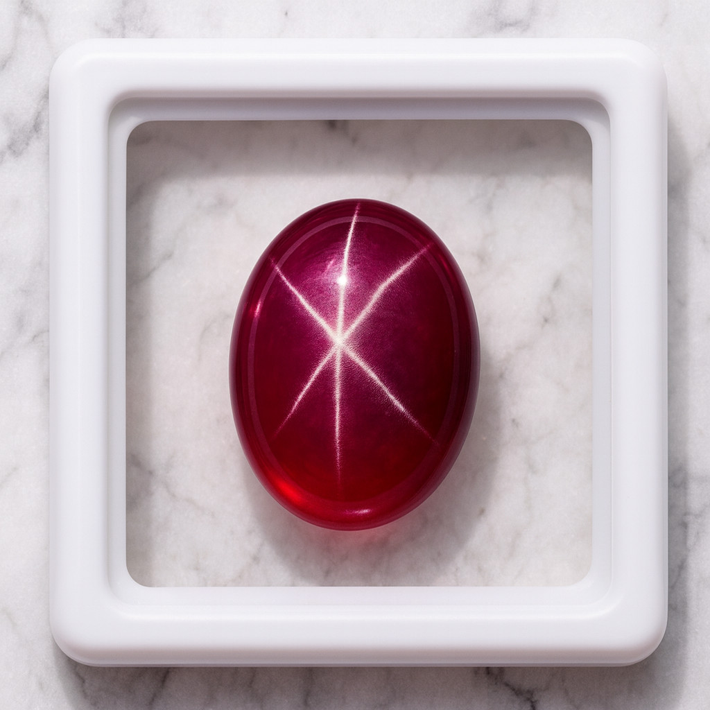 6Rays Asterism 10Ct Natural Deep Red Star Ruby Burma Myanmar Cabochon Gemstone