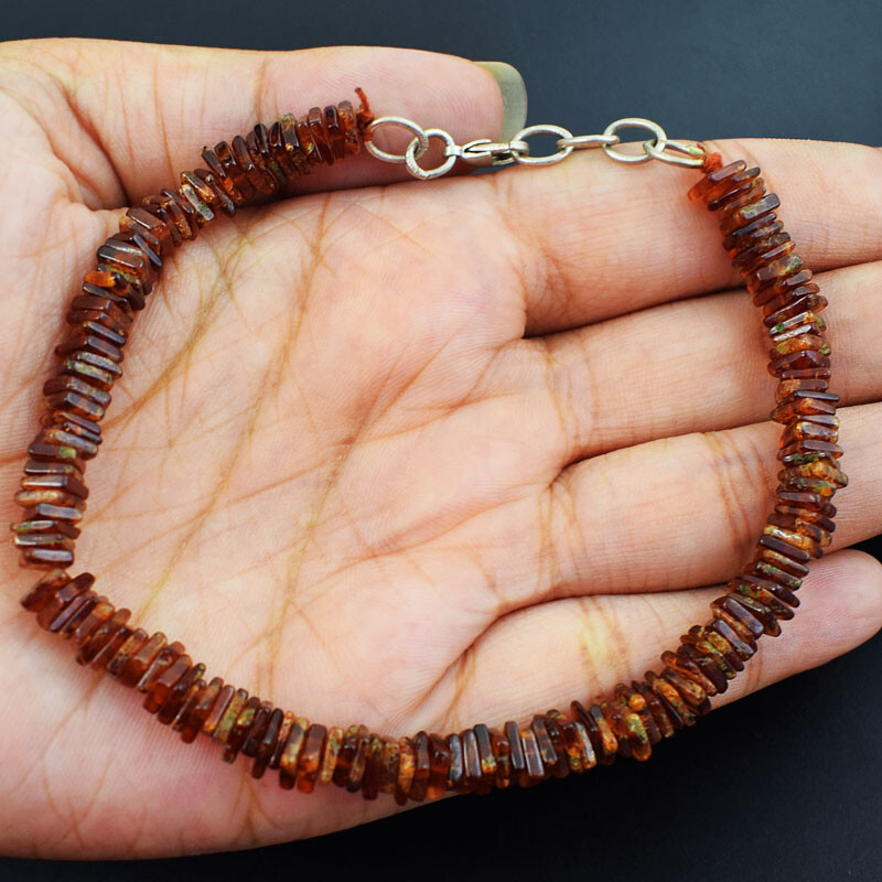 79 Cts Natural 7″ Long Hessonite Garnet Heishi Beads Womens Bracelet SK 52E360