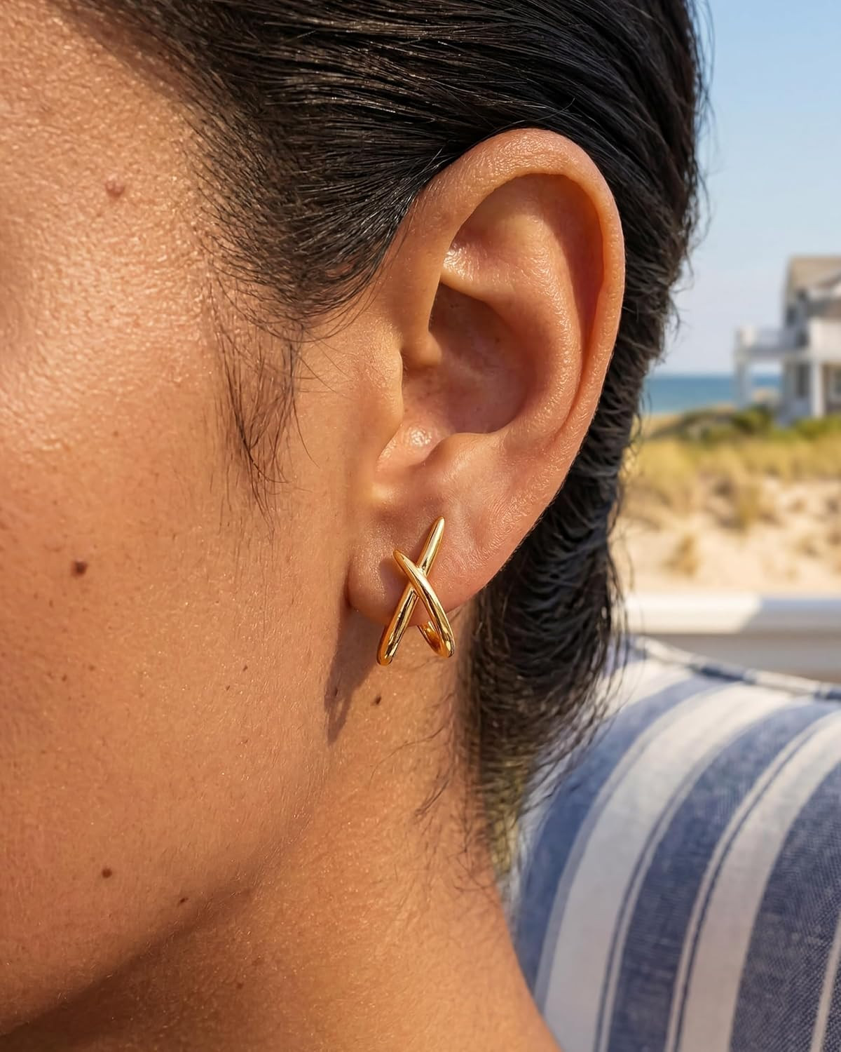 Gold Earrings for Women Trendy,14K Gold Stud Earrings Dainty Earrings Simple Min