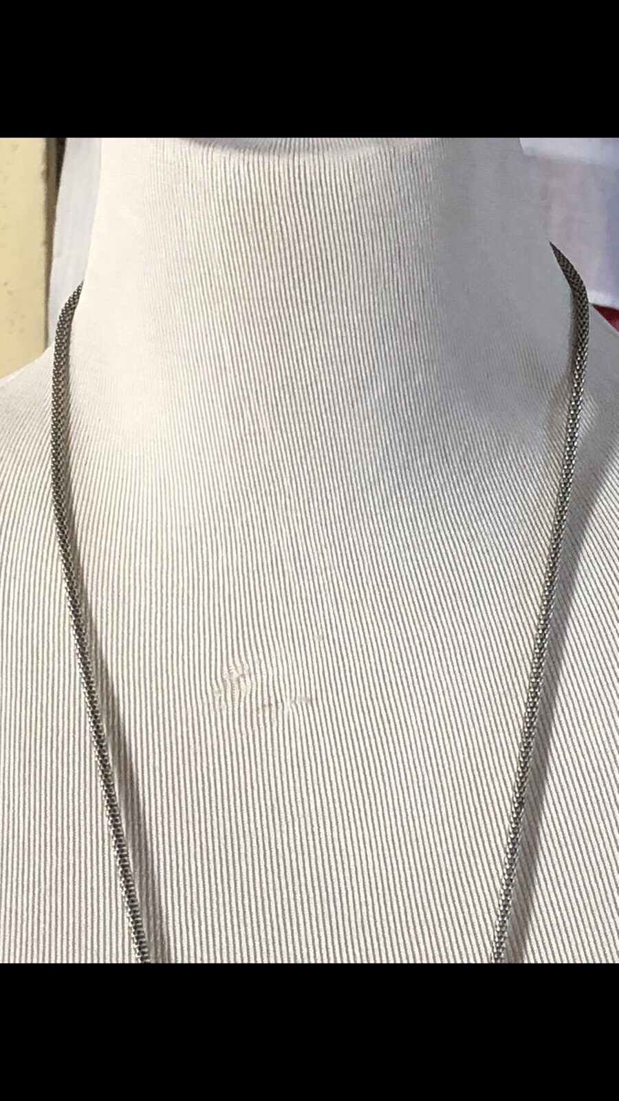 Woman’s Long Unique Silver Necklace Measuring 34X6 Inches