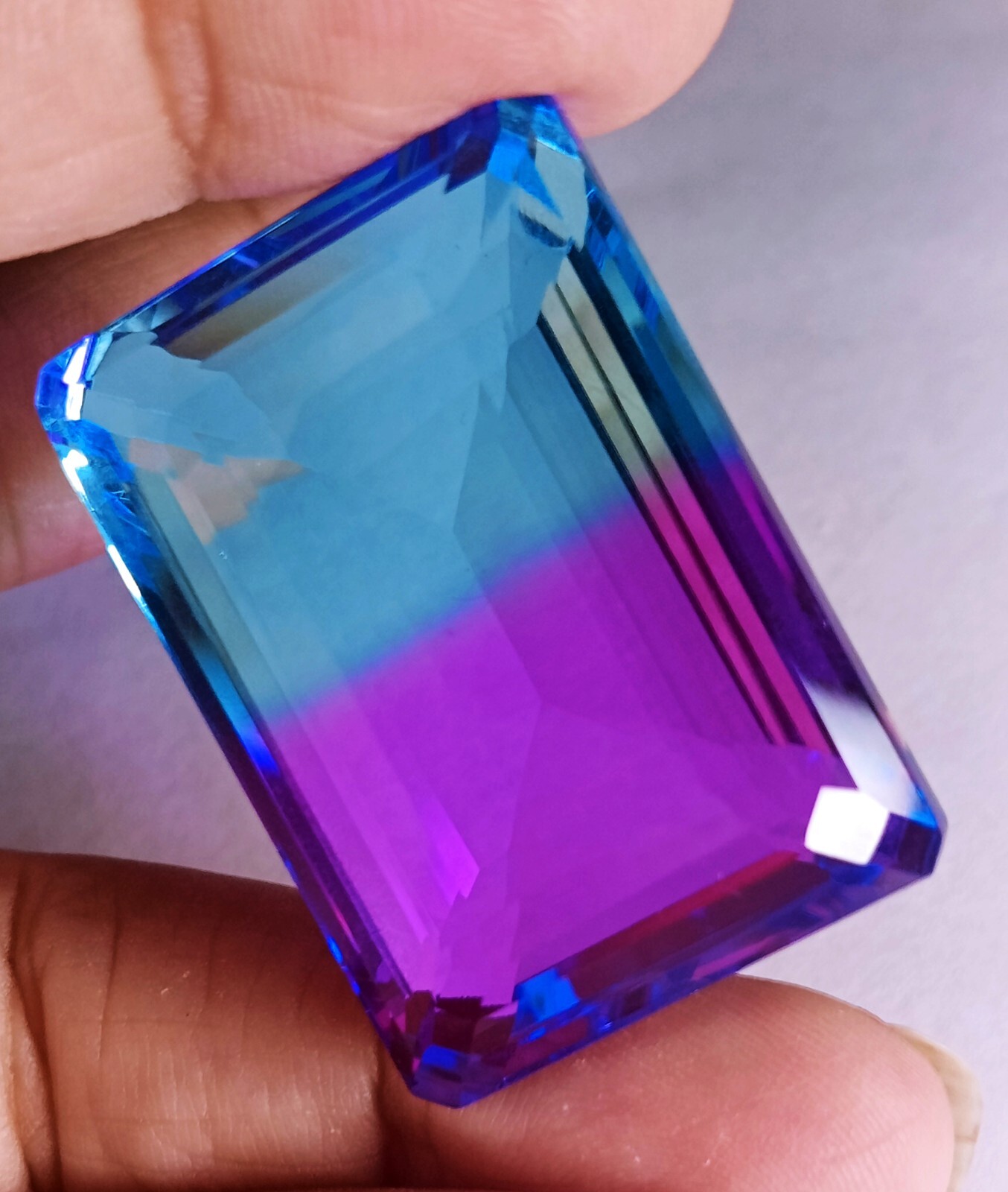 Flawless EGL Certified 111.90Ct Tourmaline Bi-Color Emerald Shape Loose Gemstone