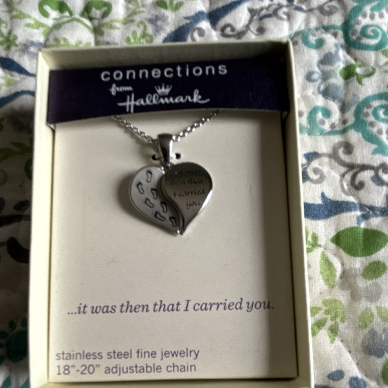 Connections From Hallmark Stainless Steel Heart Pendant Necklace Adjustable