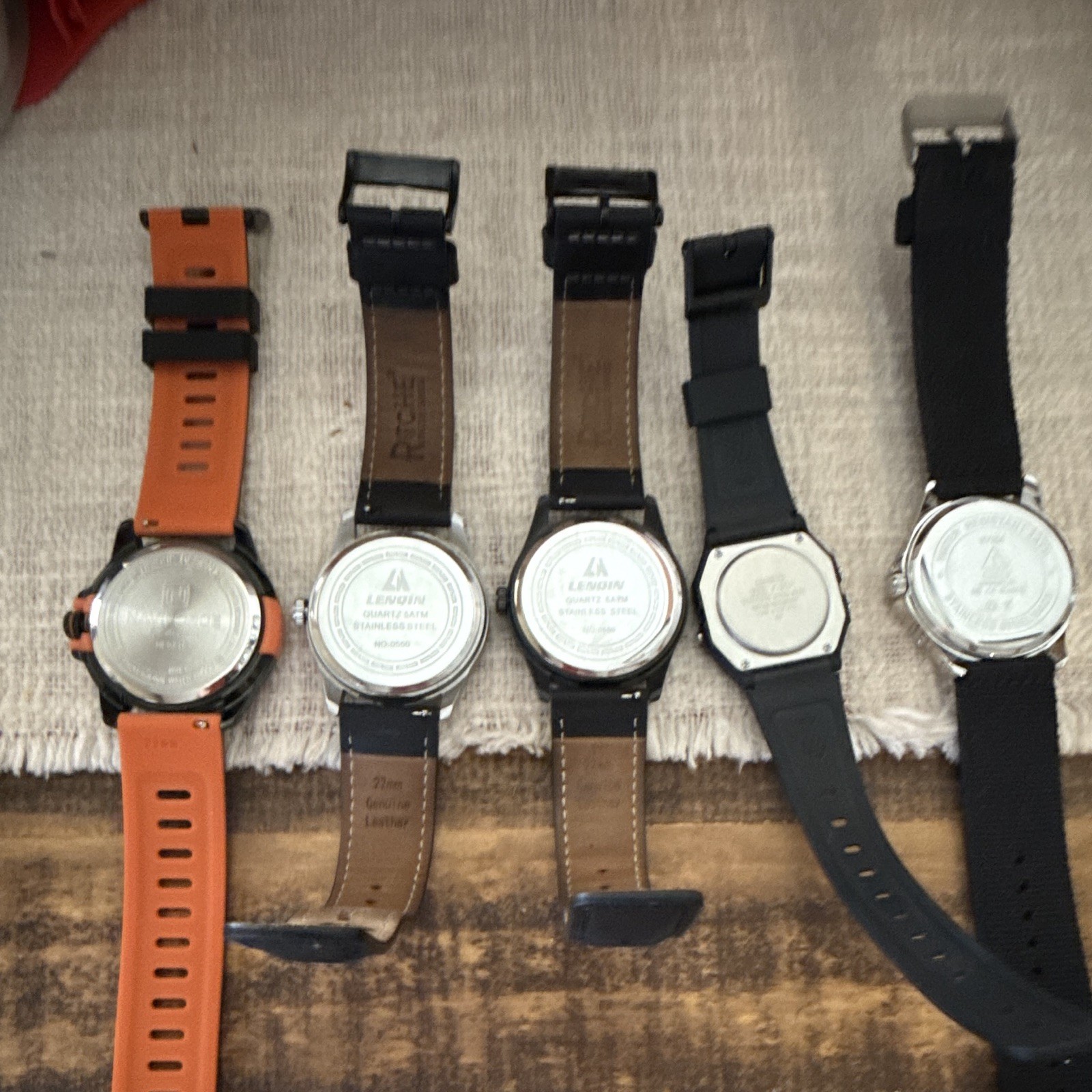 Casio Kakabi Lenoon Lot of 5 Watches Analog & Digital Black/Orange Straps