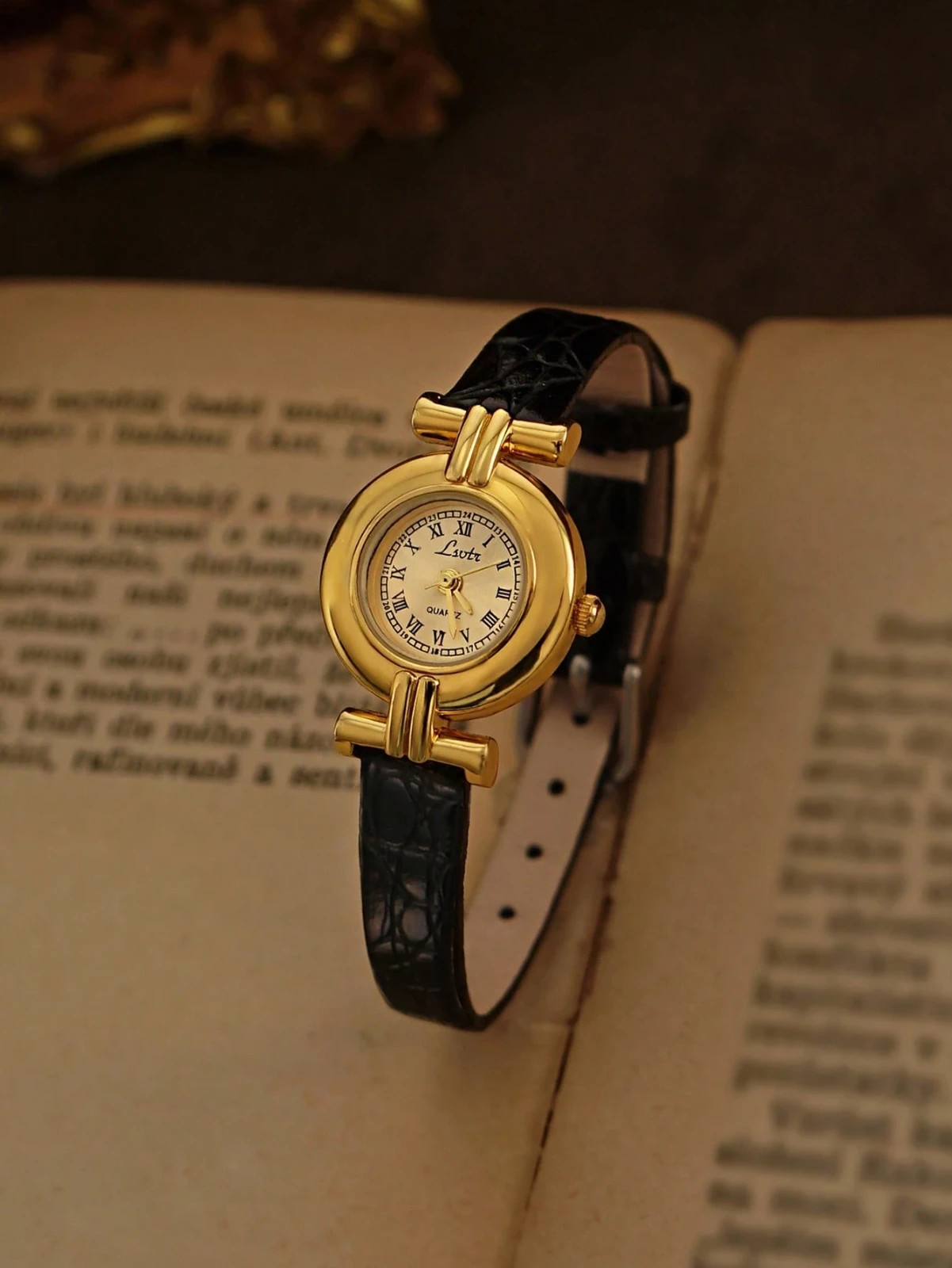 Gold French Vintage Style Unique Dainty Women’s Wrist Watch Trendy Cute Gift