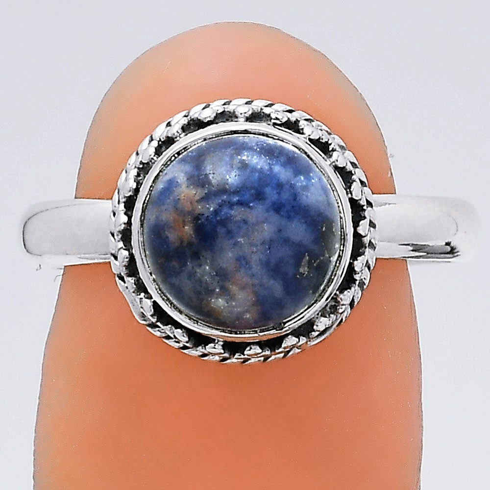 Natural Sodalite 925 Sterling Silver Ring s.8.5 Jewelry R-1262