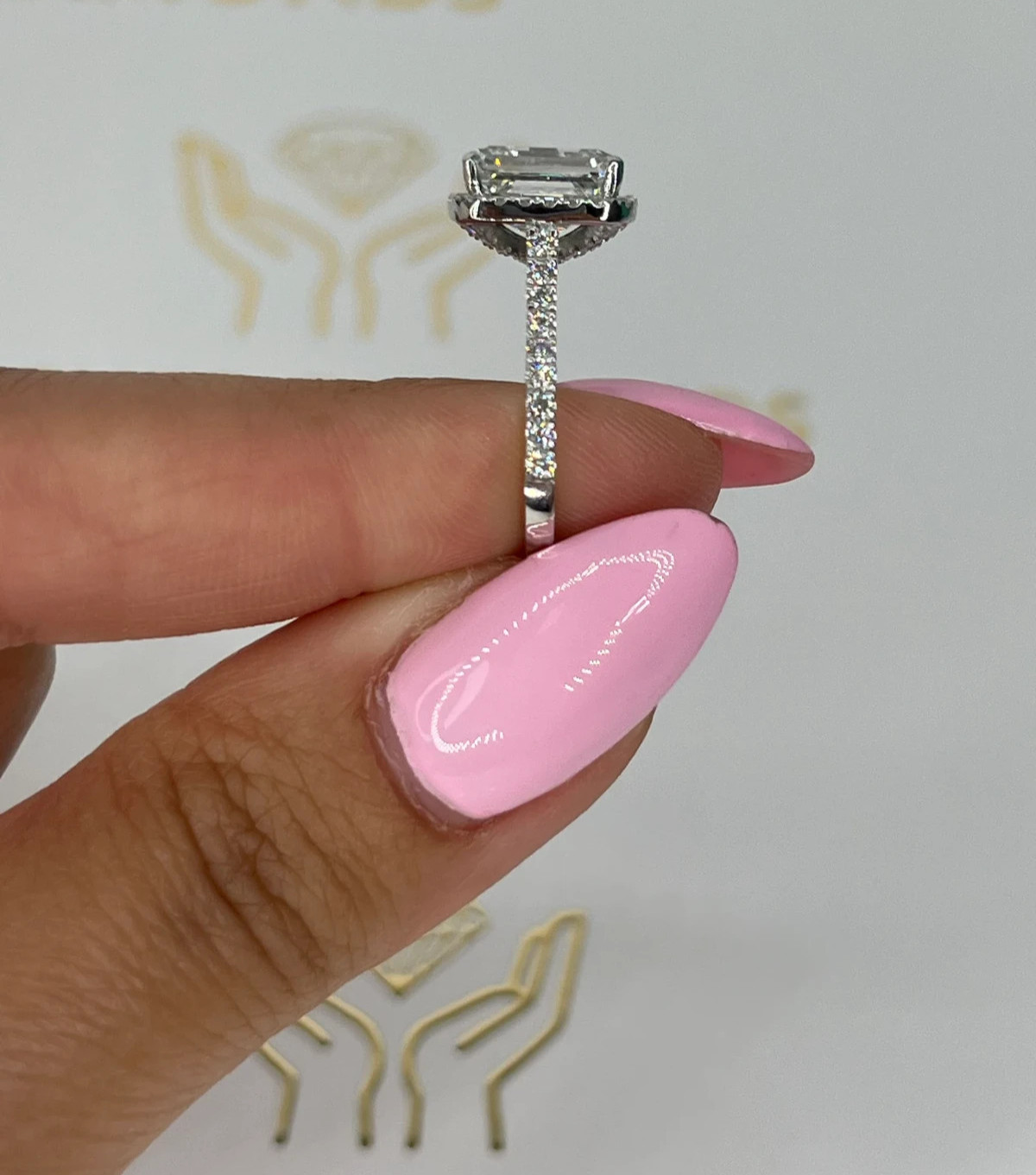 4.50 carat D Color VVS2 Clarity IGI Certified Emerald Cut Lab Grown Diamond Halo