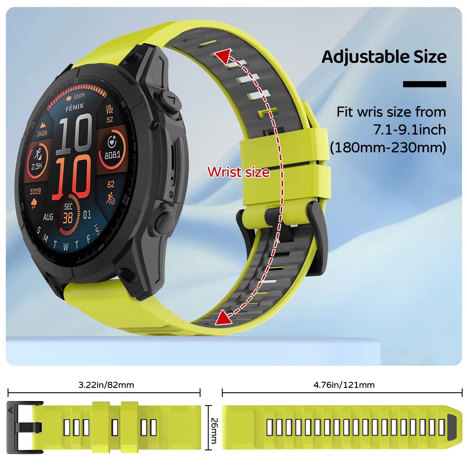 Premium Sport Strap for Fenix 8 QuickFit Silicone Band for Garmin Fenix 47/51mm