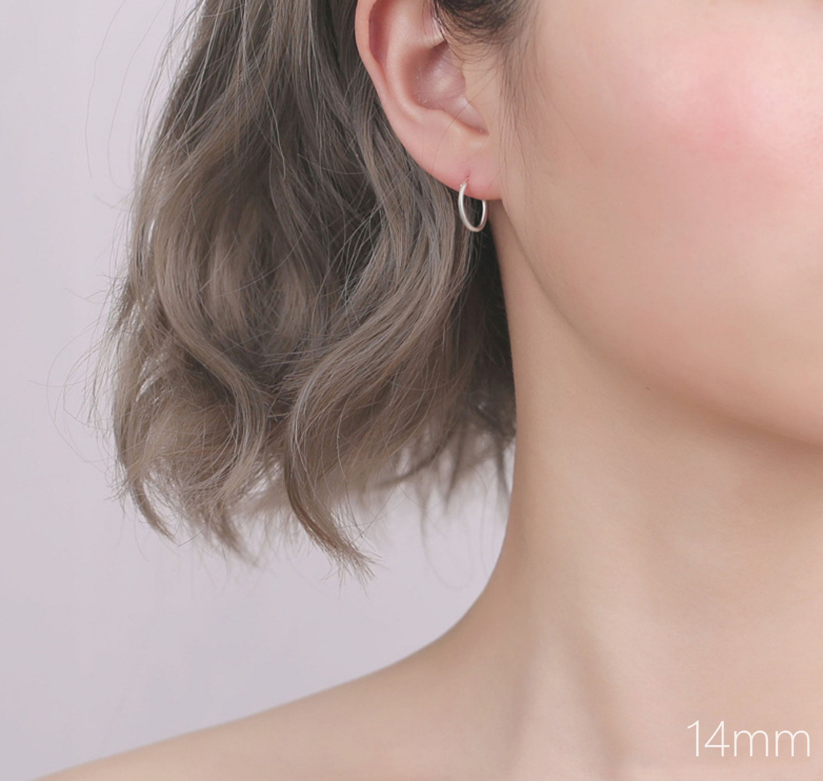 Rhodium Sterling Silver Hinged Hoop Earrings 10mm 12mm 14mm